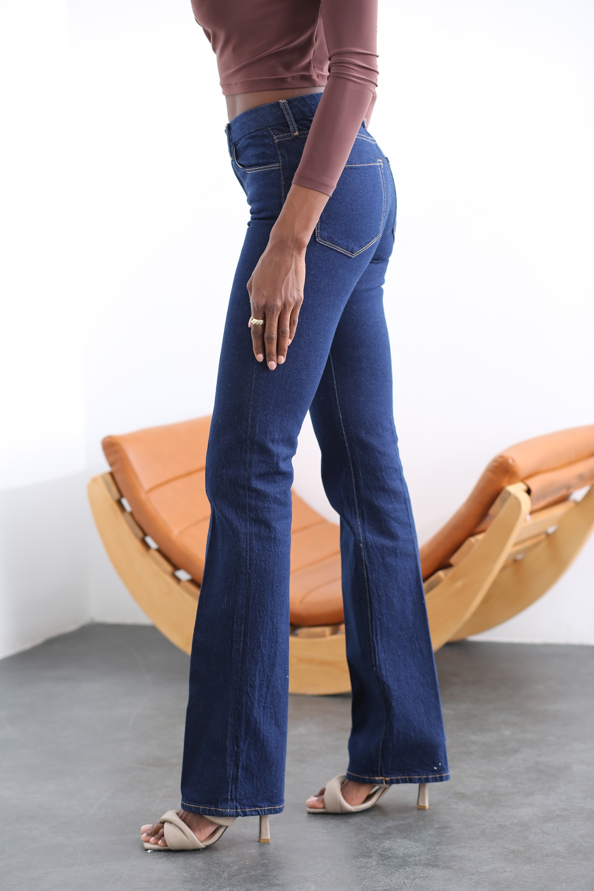 Lacivert Yüksek Bel Wide Leg Jean 0085