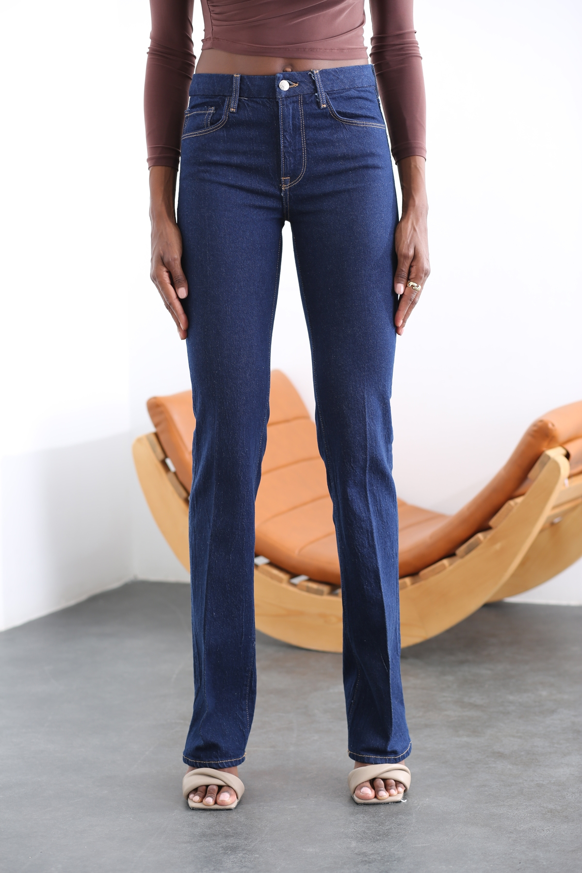 Lacivert Yüksek Bel Wide Leg Jean 0085