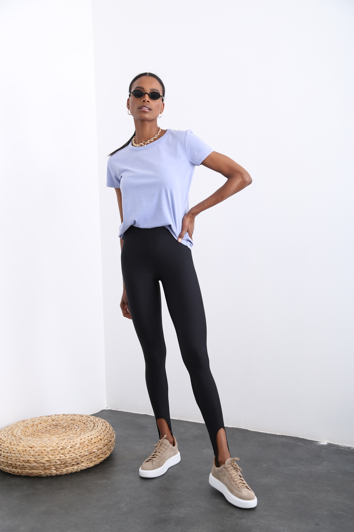 Lila Bisiklet Yaka Basic Tshirt 