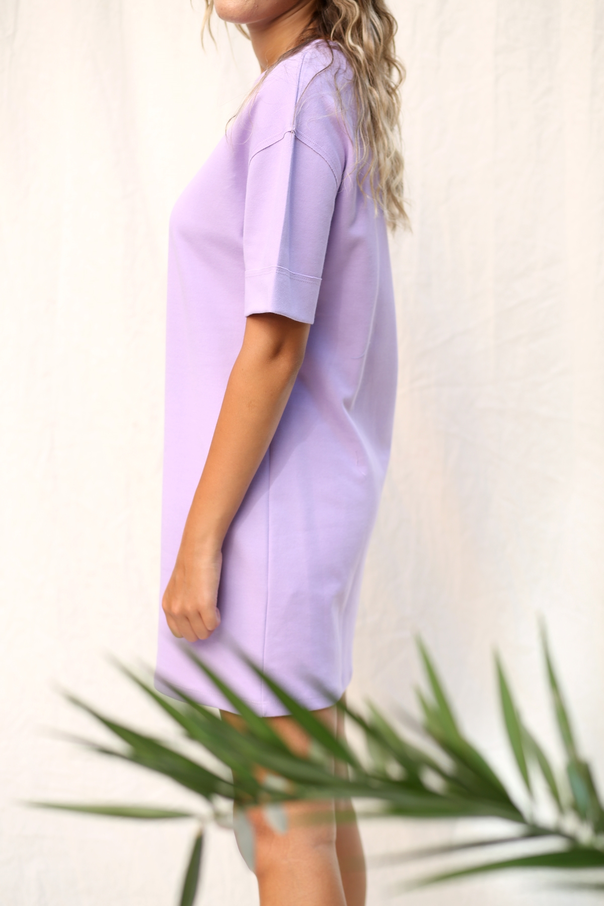Lila Duble Kol Tshirt Elbise 3137