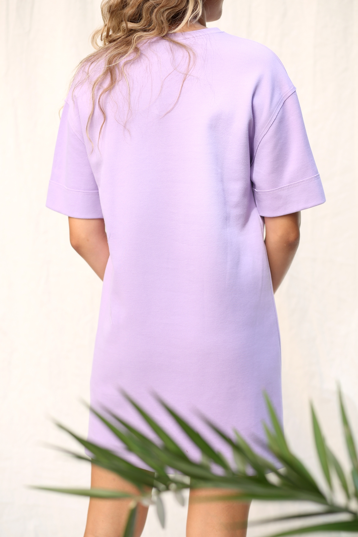 Lila Duble Kol Tshirt Elbise 3137