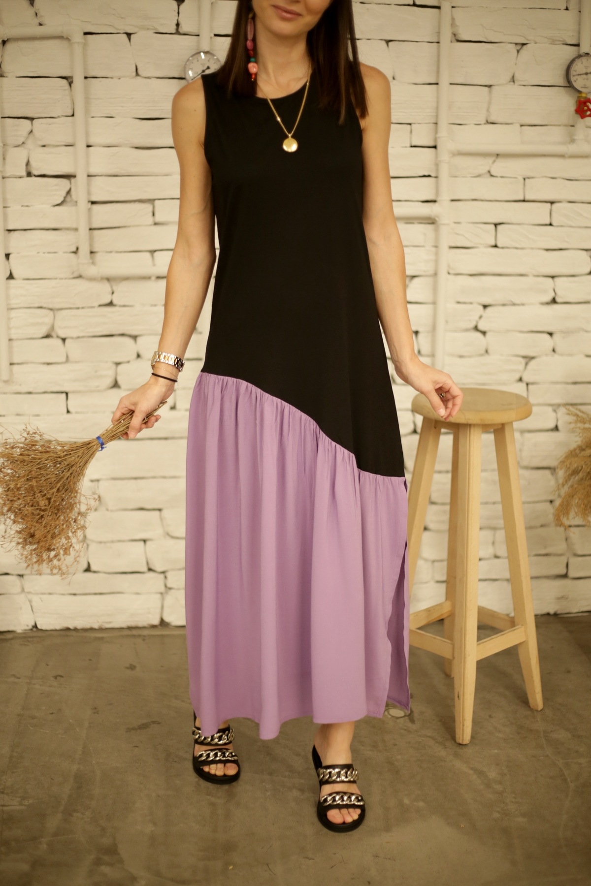 Lila Garnili Elbise 2533
