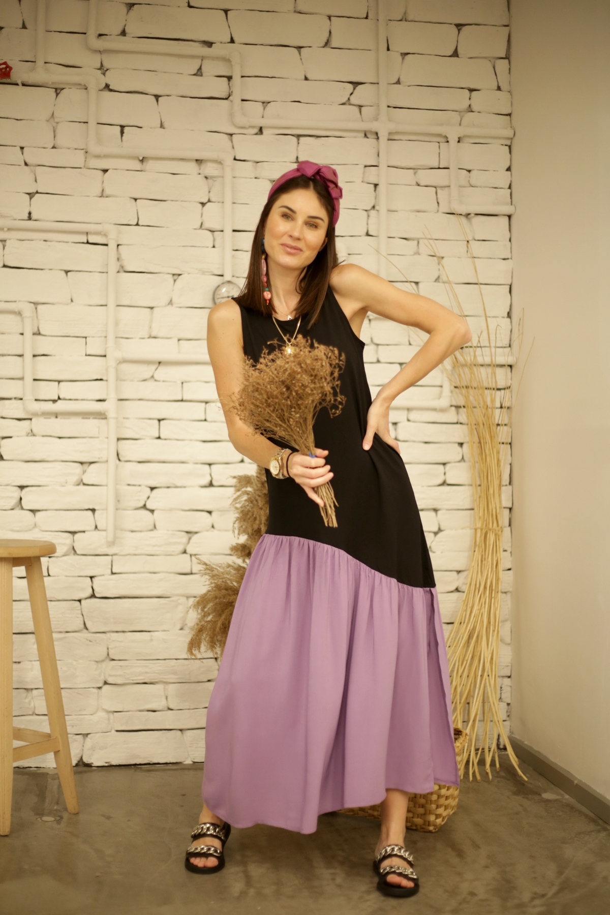 Lila Garnili Elbise 2533