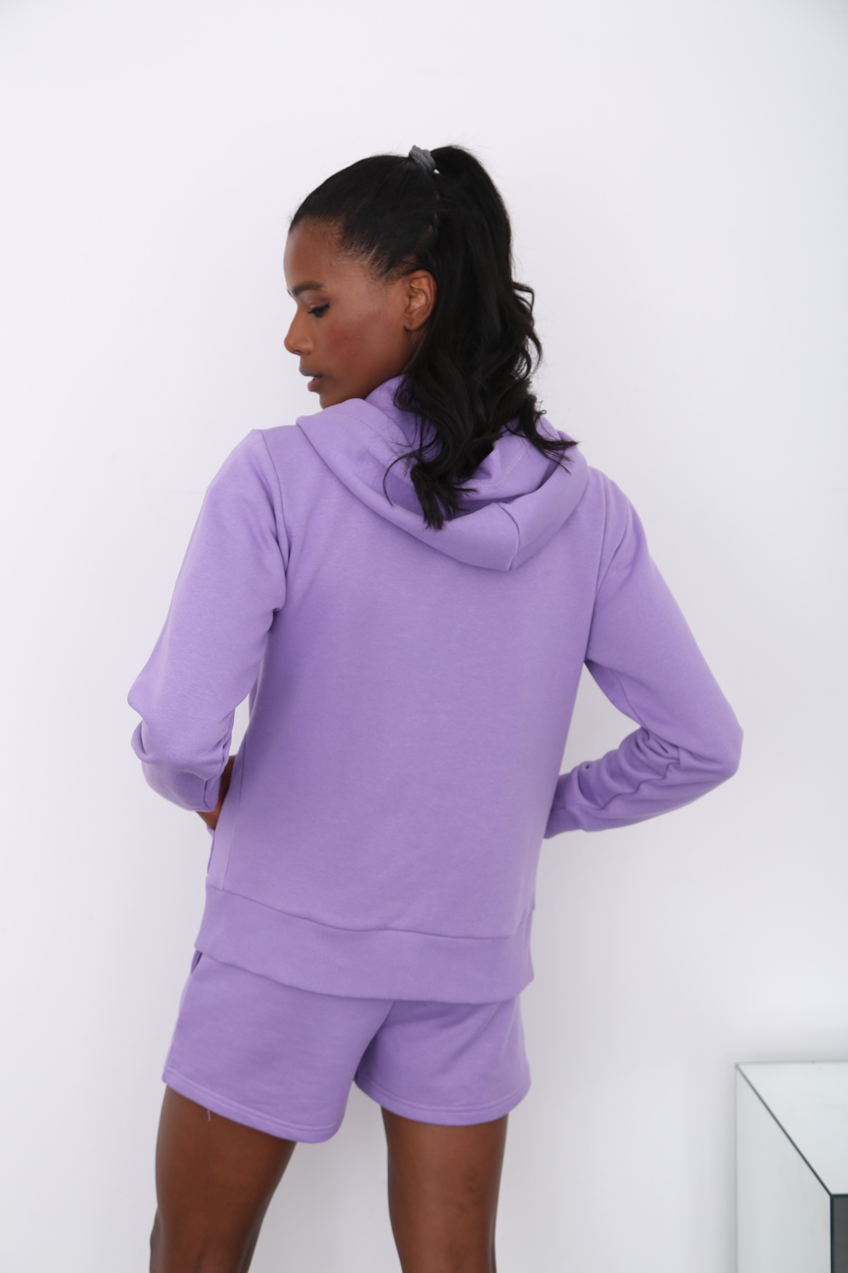 Lila Kapüşonlu Hoodie 