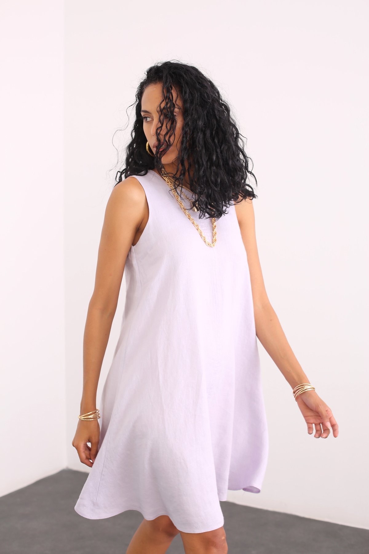 Lila Keten Elbise 2486