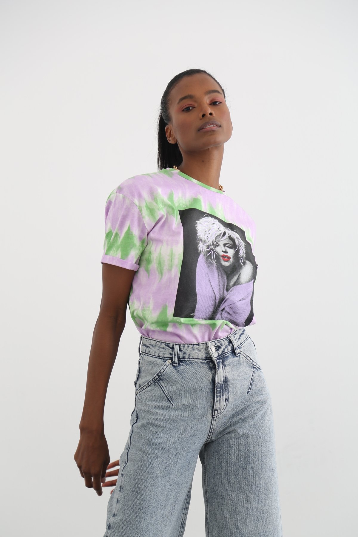 Lila Marilyn Monroe Baskılı Tshirt 7163