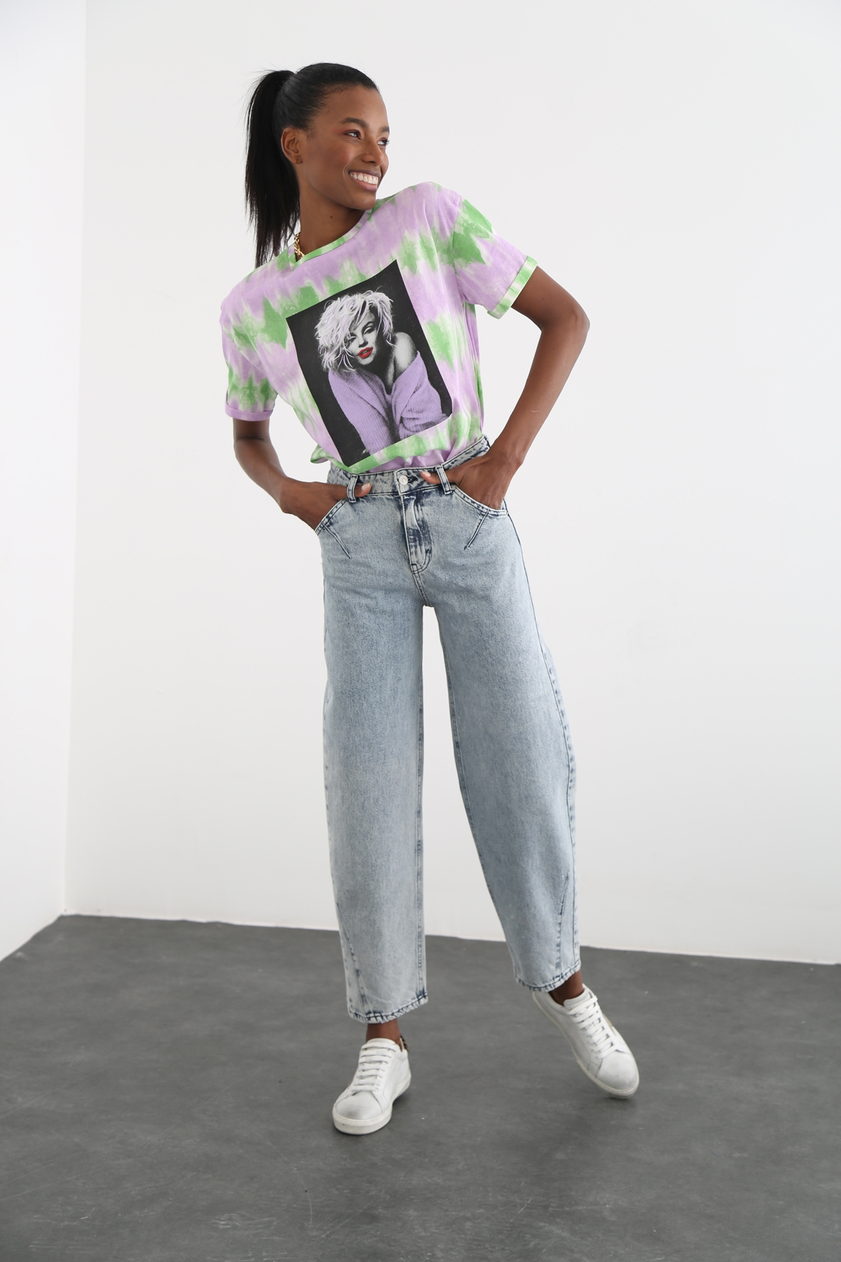 Lila Marilyn Monroe Baskılı Tshirt 7163