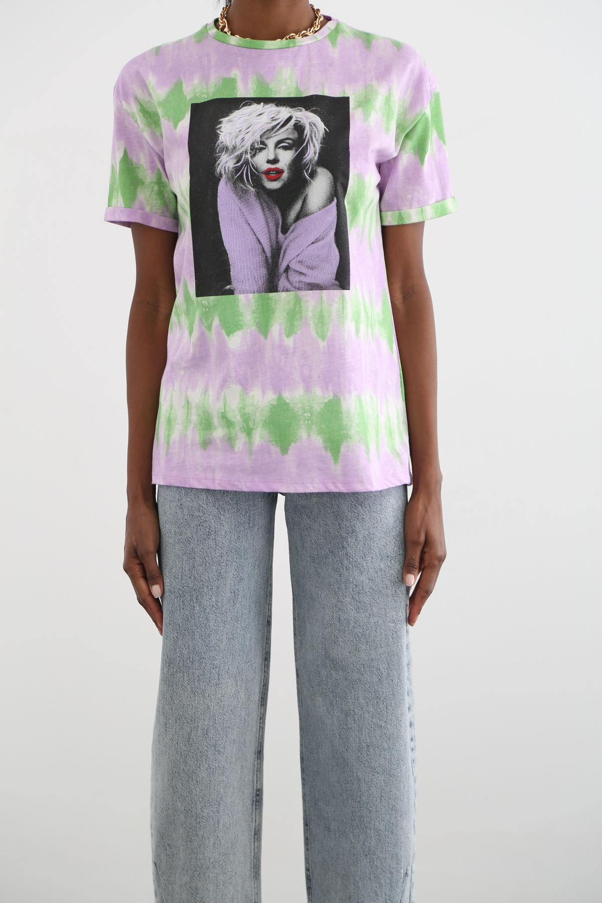 Lila Marilyn Monroe Baskılı Tshirt 7163