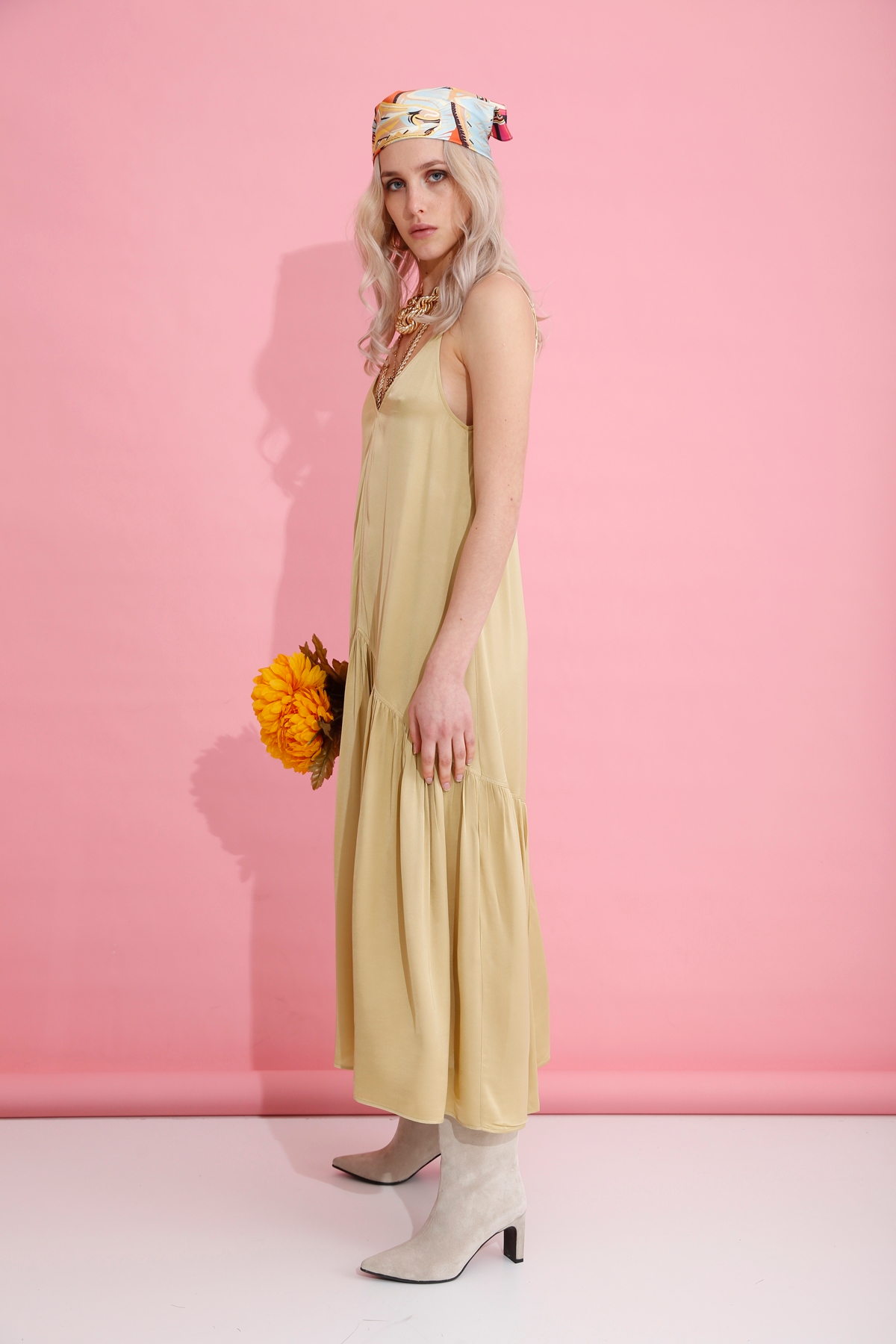 Lime Ön Arka V Midi Elbise 380401