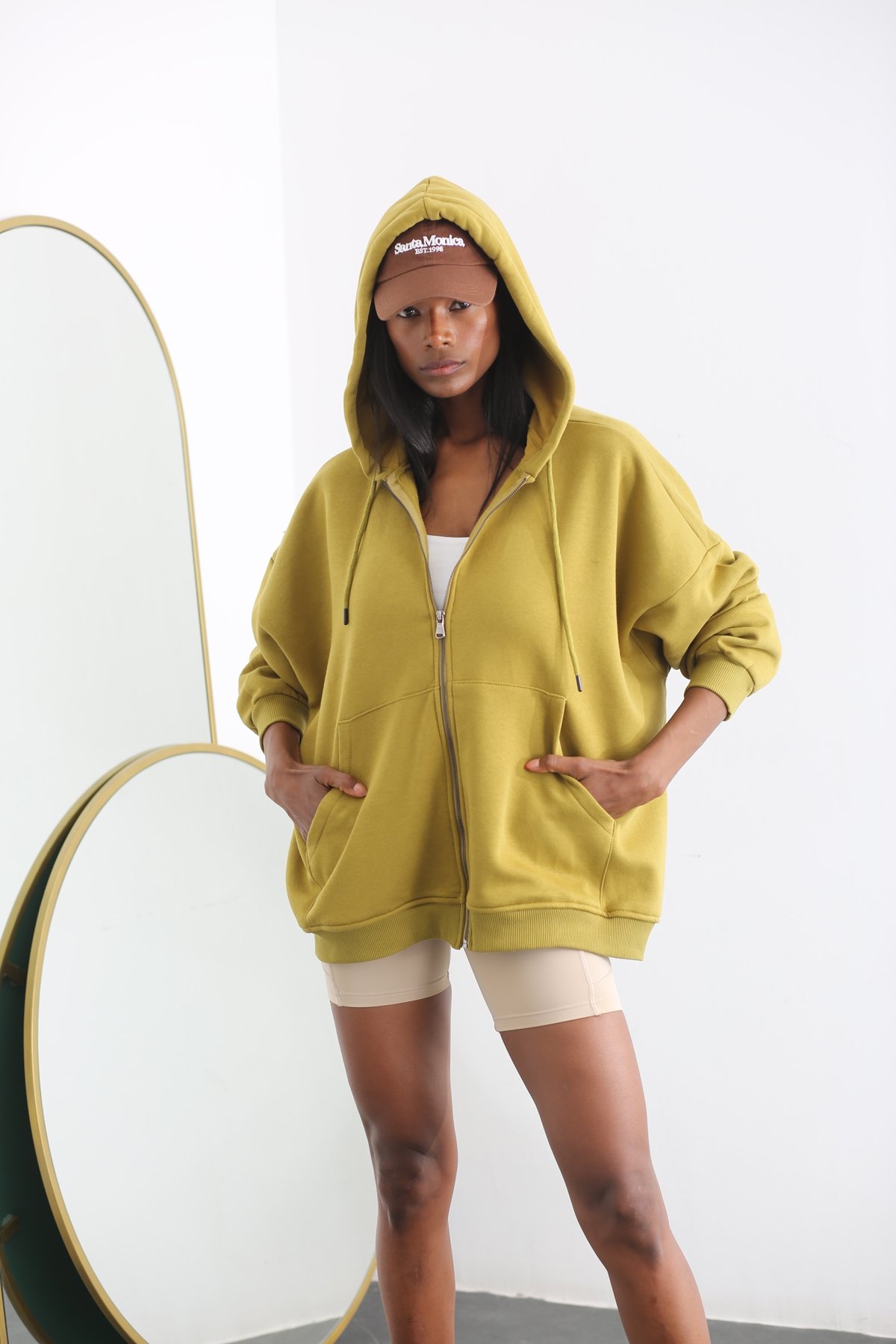 Lime Oversize Kapüşonlu Sweatshirt 0133