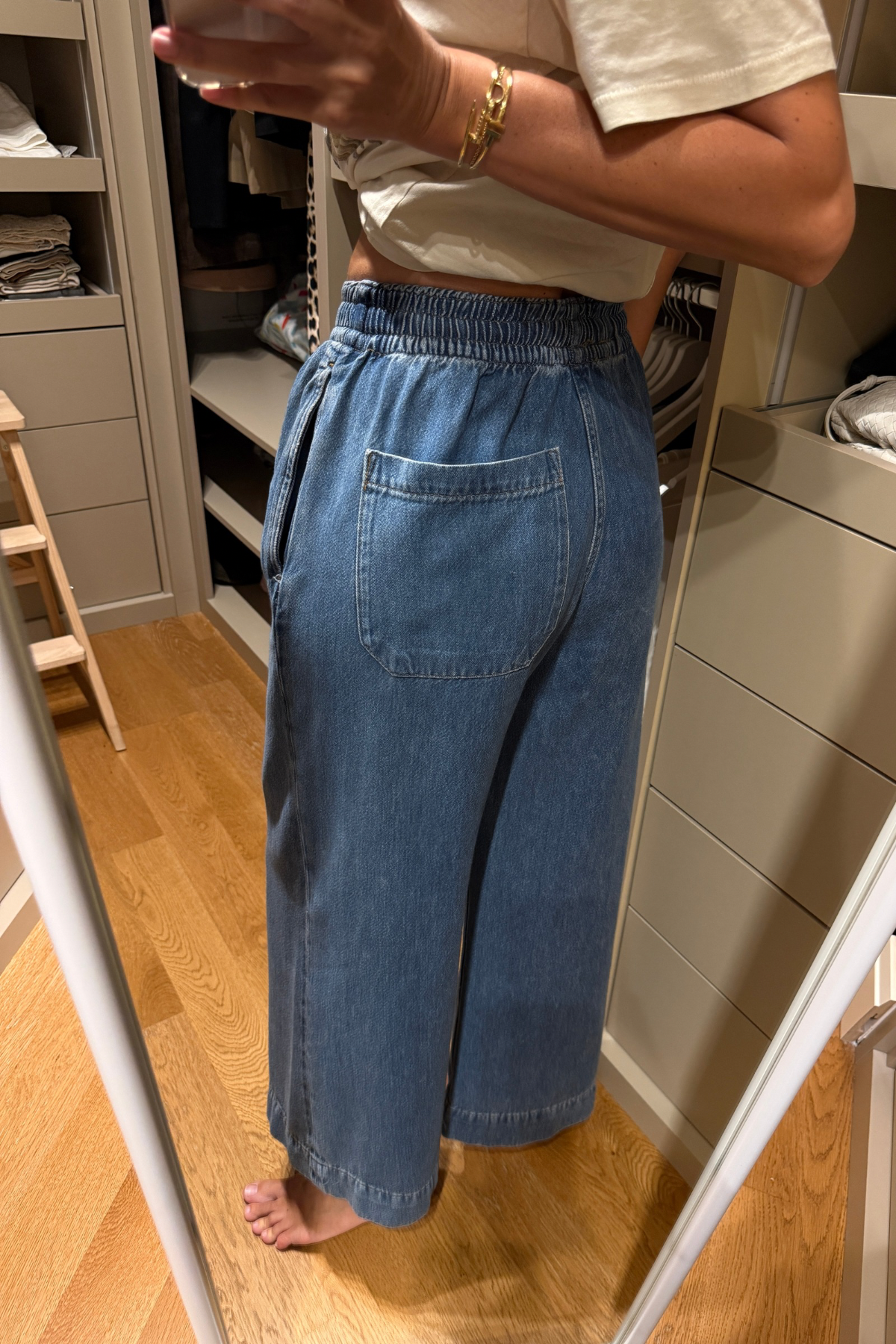 Mavi Beli Lastikli Denim Pantolon 