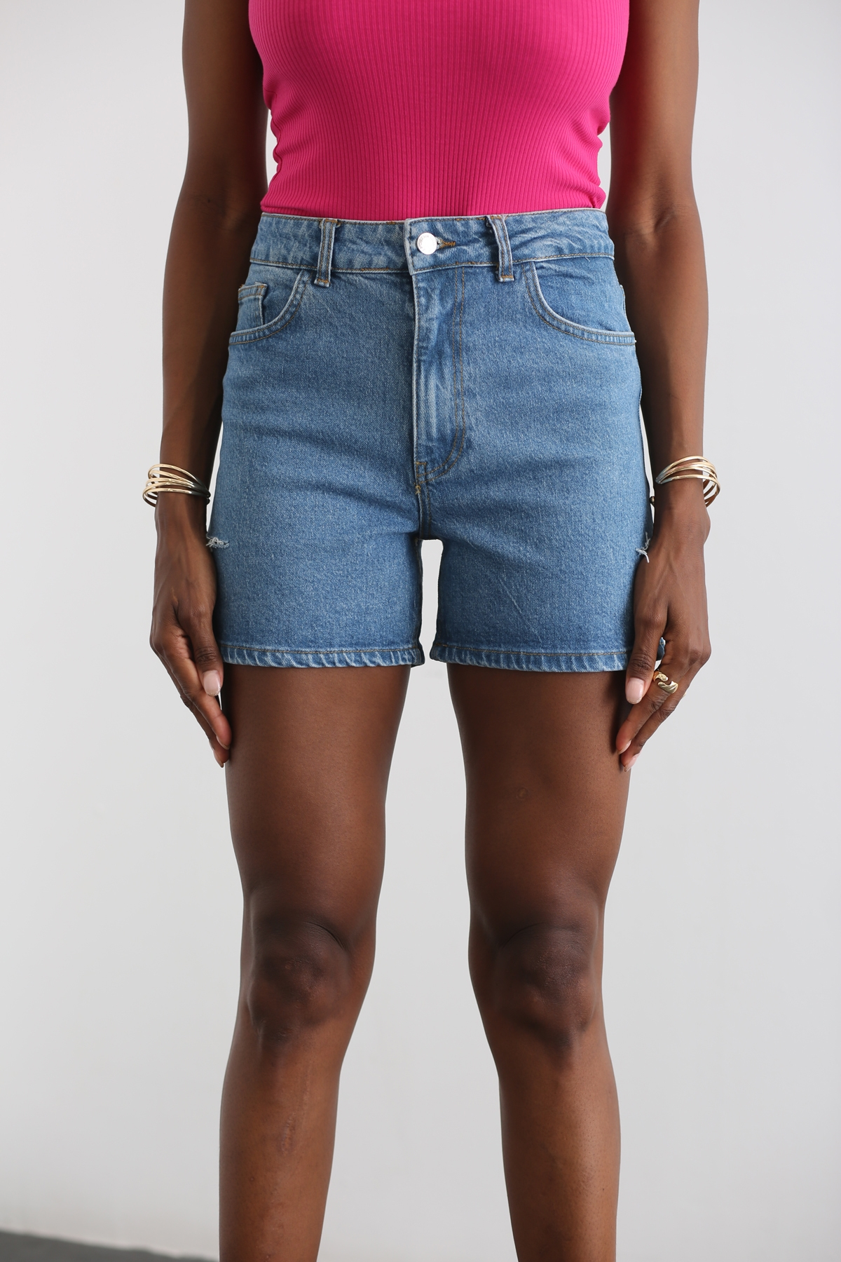 Mavi Bermuda Denim Şort 3005