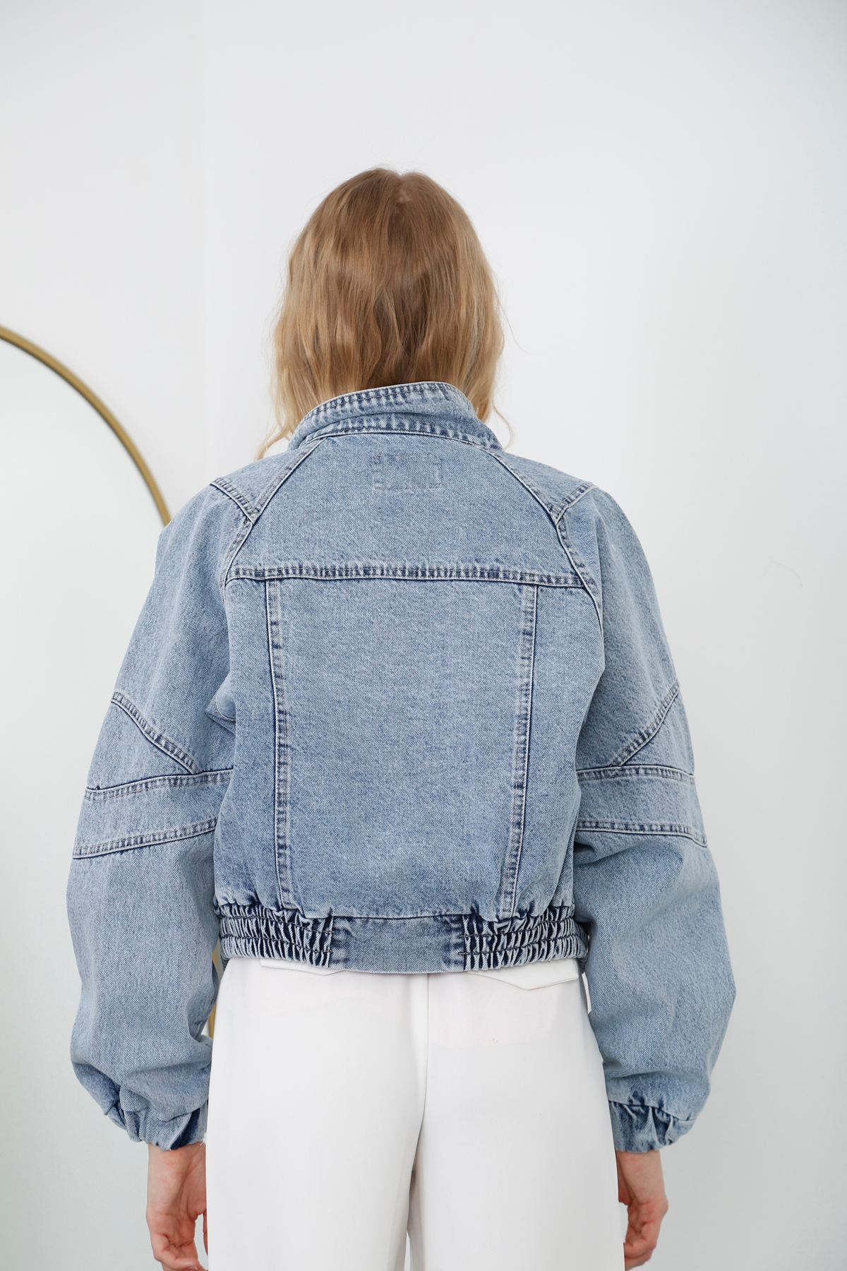 Mavi Fermuarlı Jean Ceket D89562