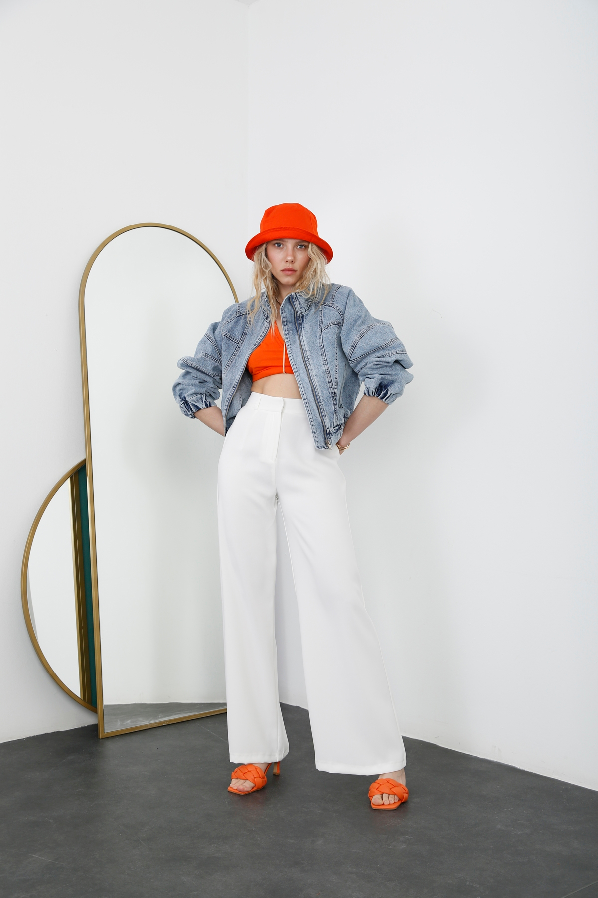 Mavi Fermuarlı Jean Ceket D89562