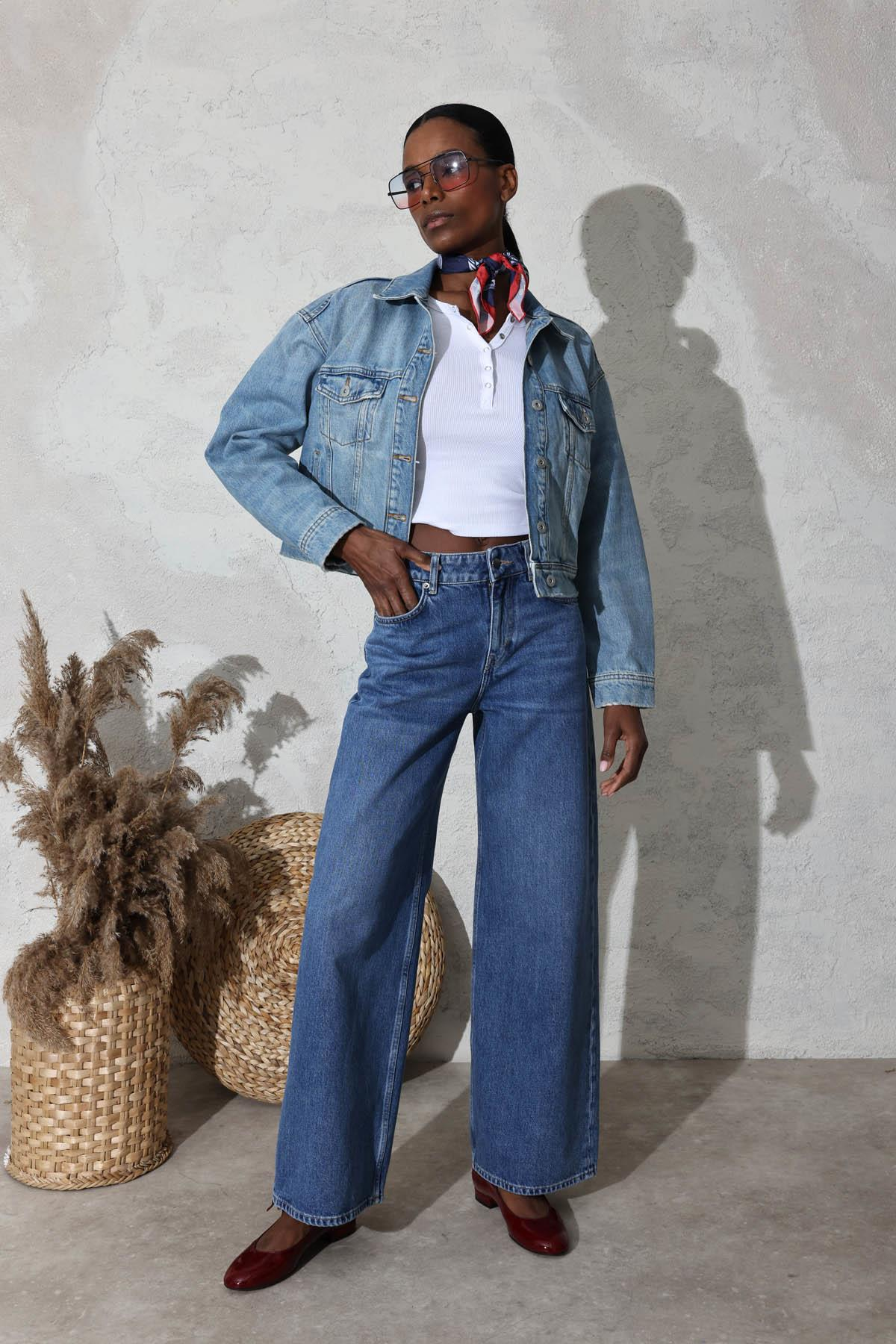 Mavi Kapak Cepli Denim Ceket 