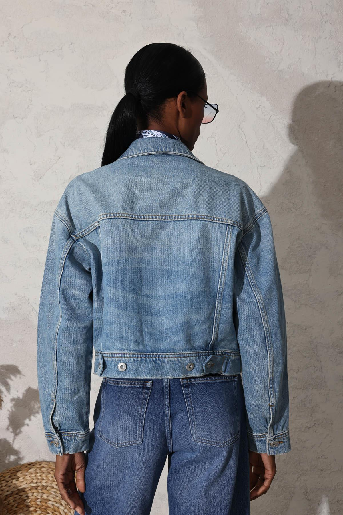 Mavi Kapak Cepli Denim Ceket 