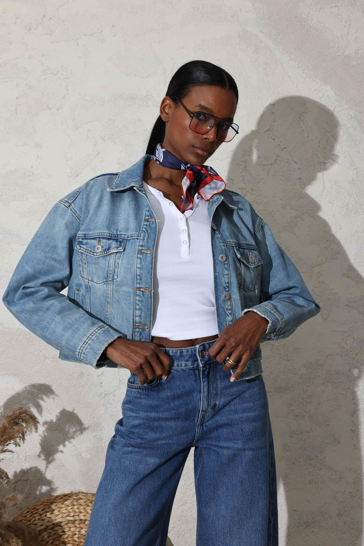 Mavi Kapak Cepli Denim Ceket 