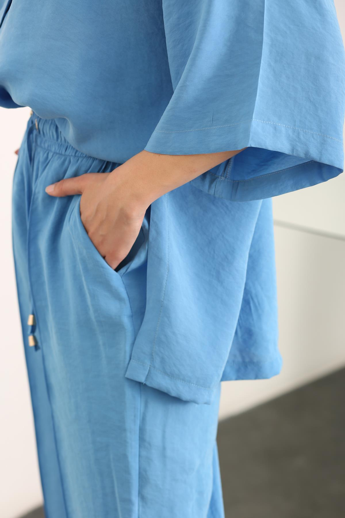Mavi Modal Oversize Gömlek 00344