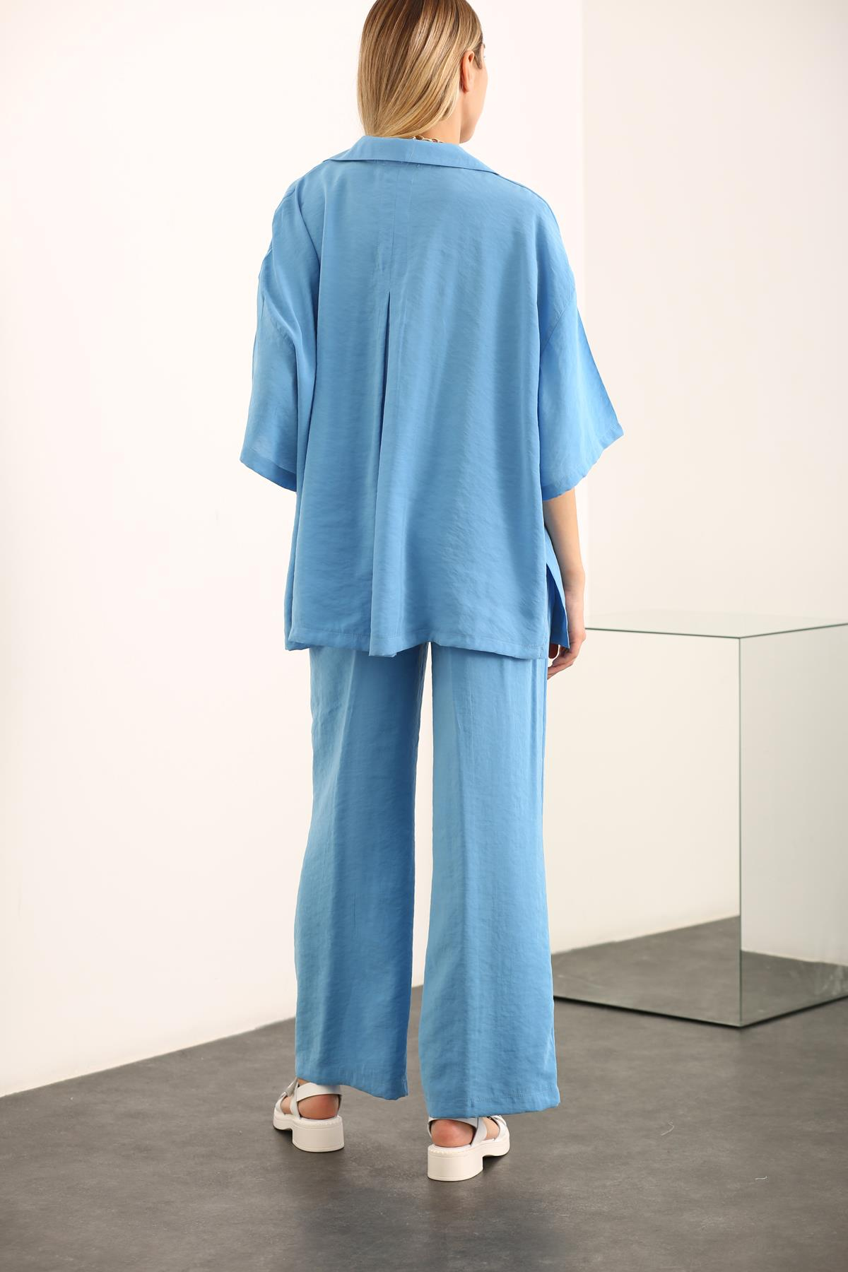 Mavi Modal Oversize Gömlek 00344