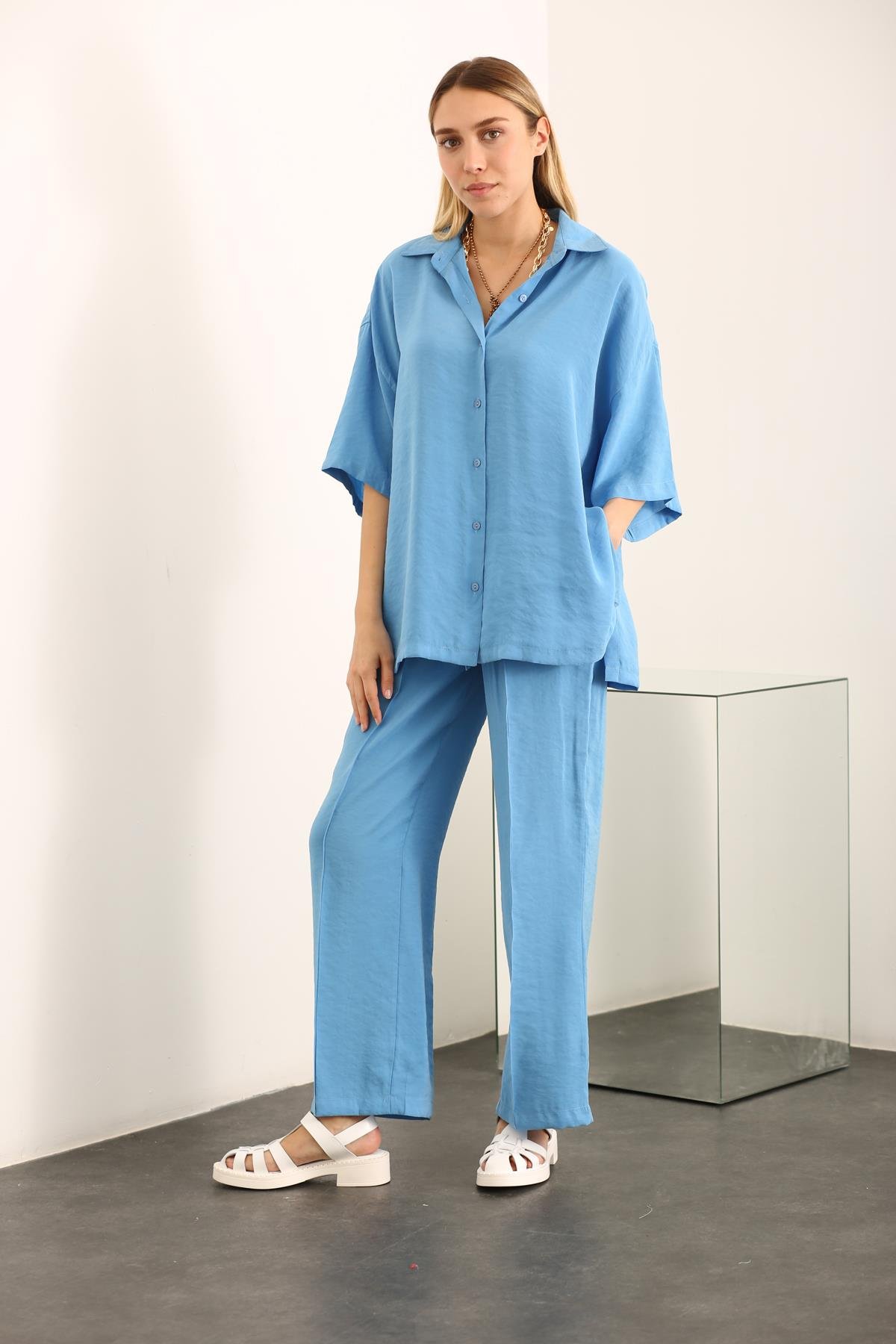 Mavi Modal Oversize Gömlek 00344