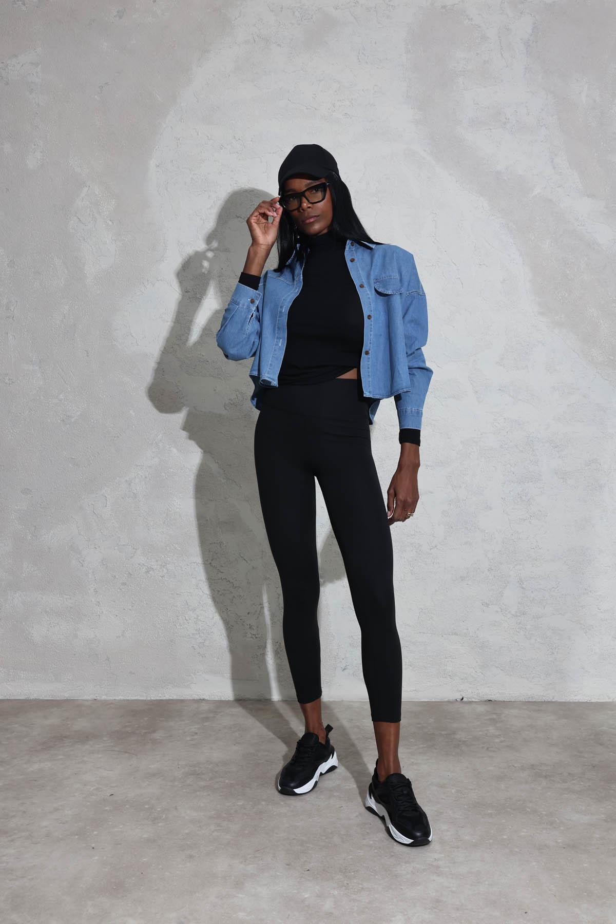 Mavi Süs Cepli Oversize Denim Gömlek 91642