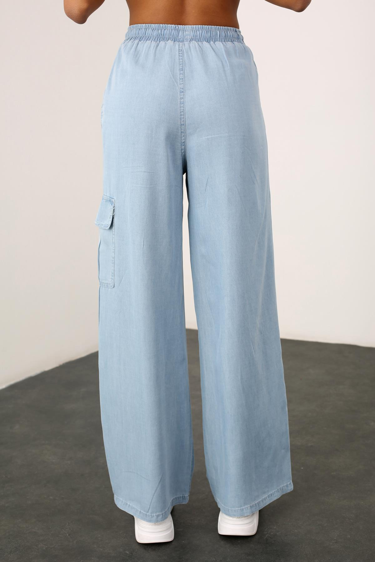 Mavi Ultra Yüksek Bel Kargo Cep Jean 14124