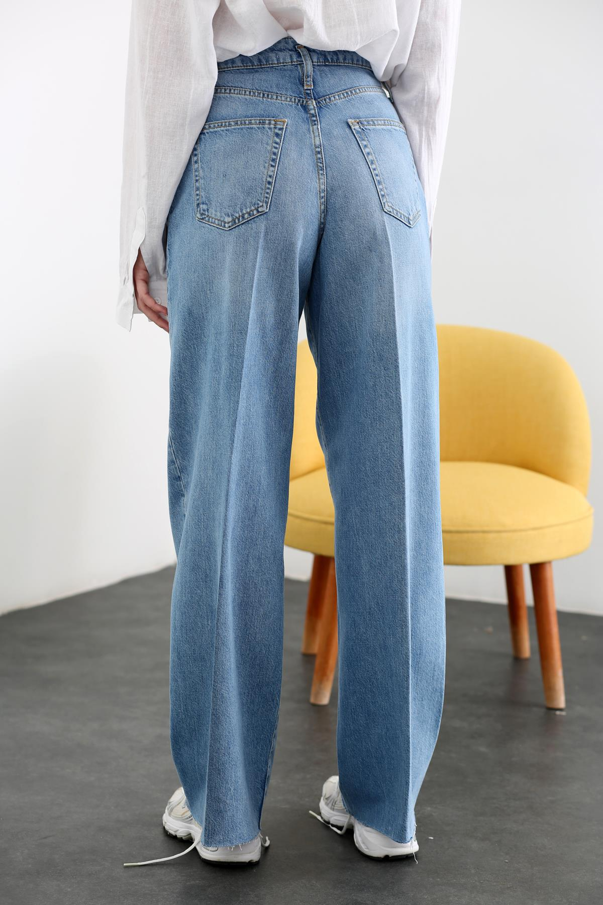 Mavi Yüksek Bel Baggy Jean 