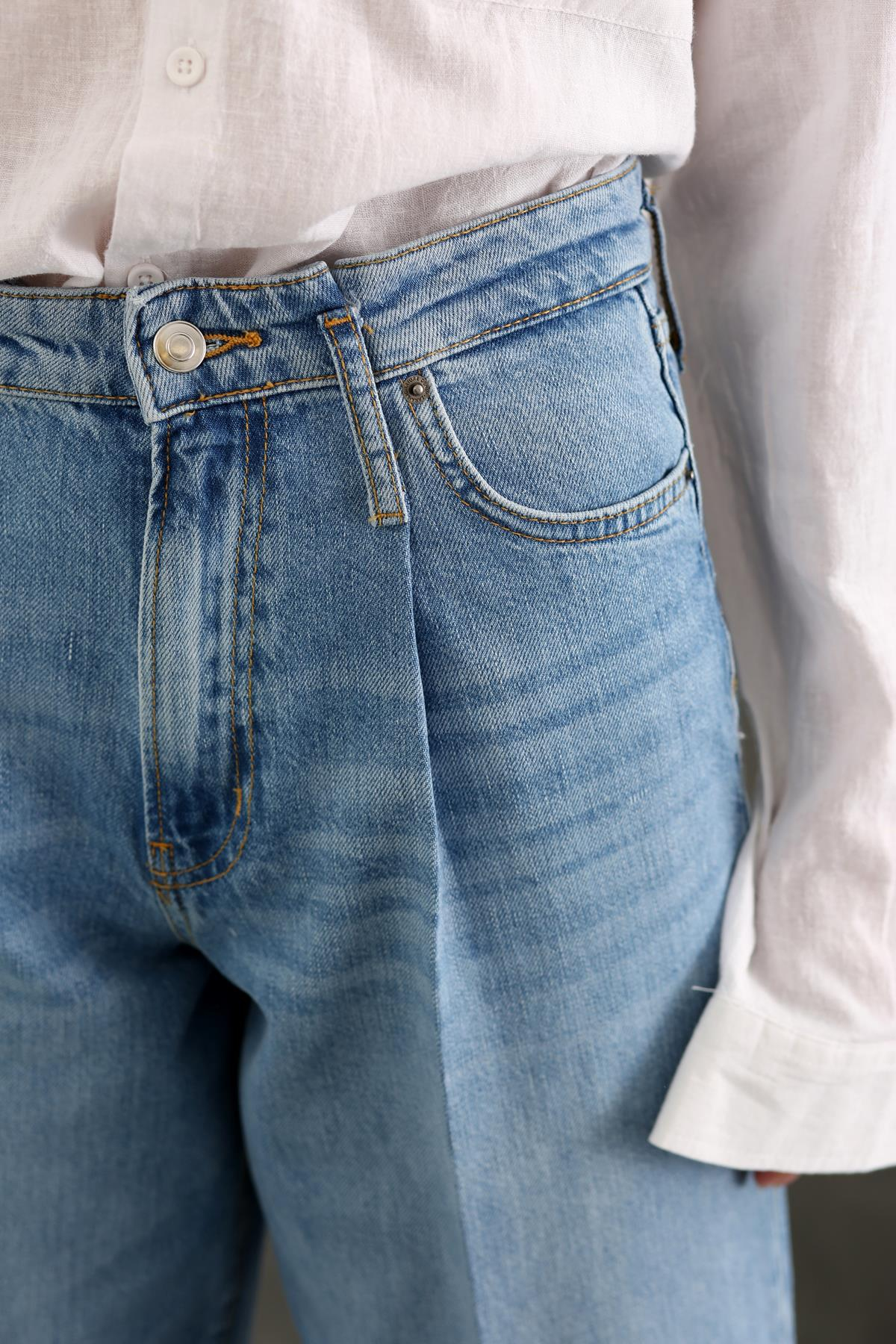 Mavi Yüksek Bel Baggy Jean 