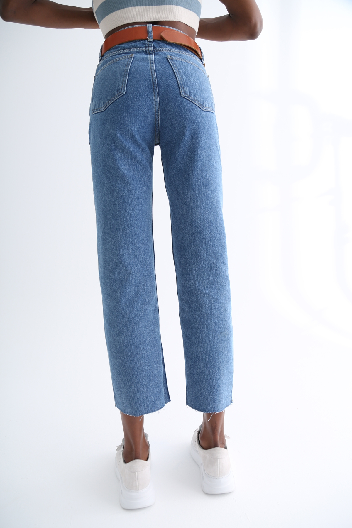 Mavi Yüksek Bel Boyfit Jean 
