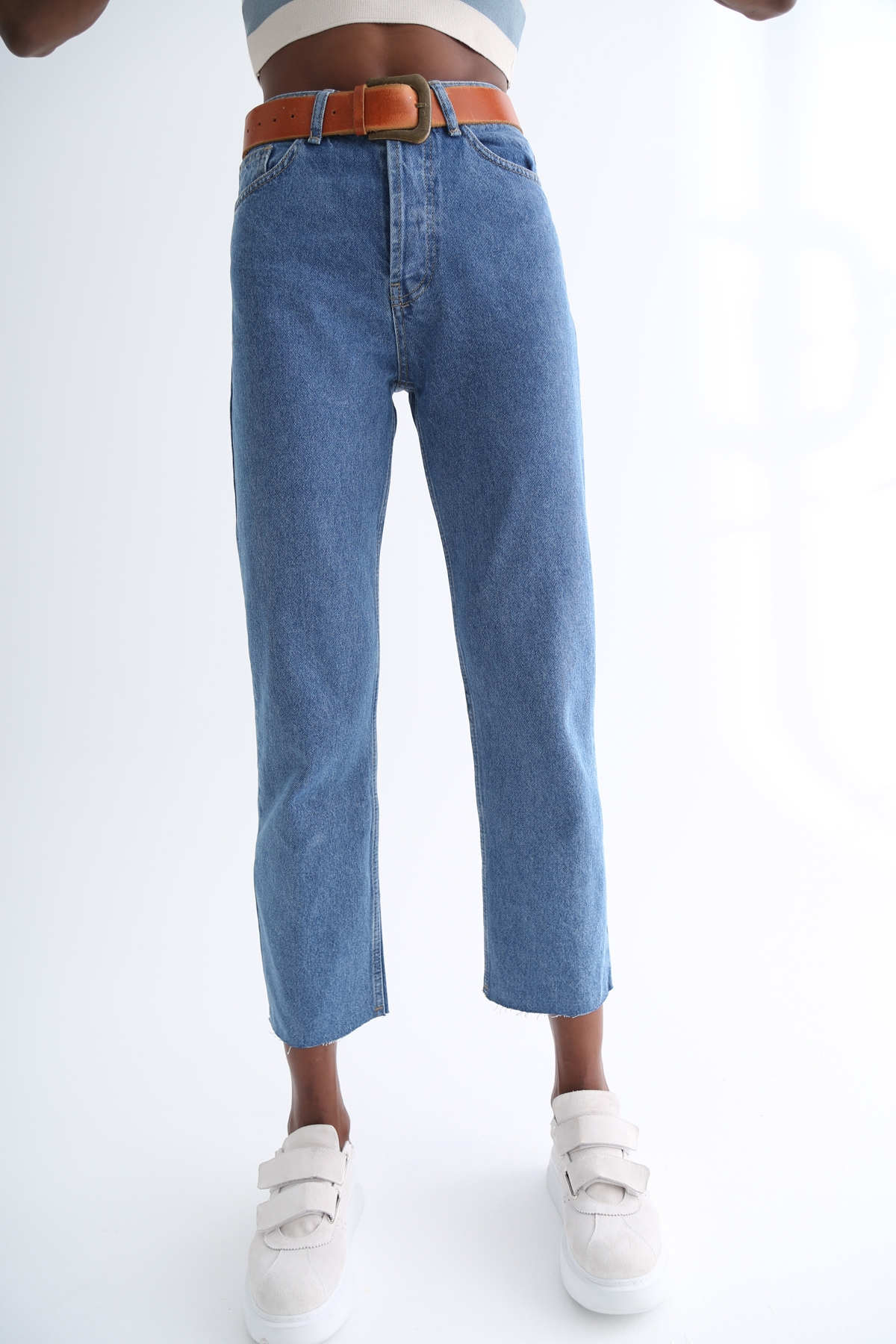 Mavi Yüksek Bel Boyfit Jean 
