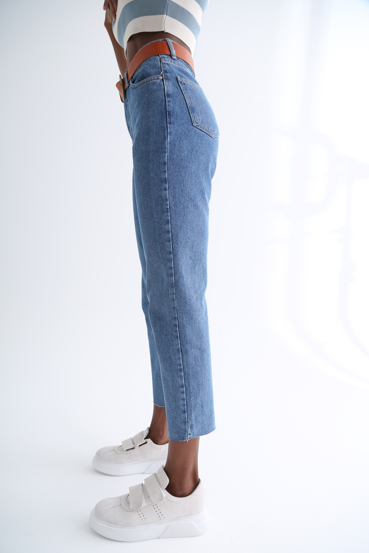 Mavi Yüksek Bel Boyfit Jean 