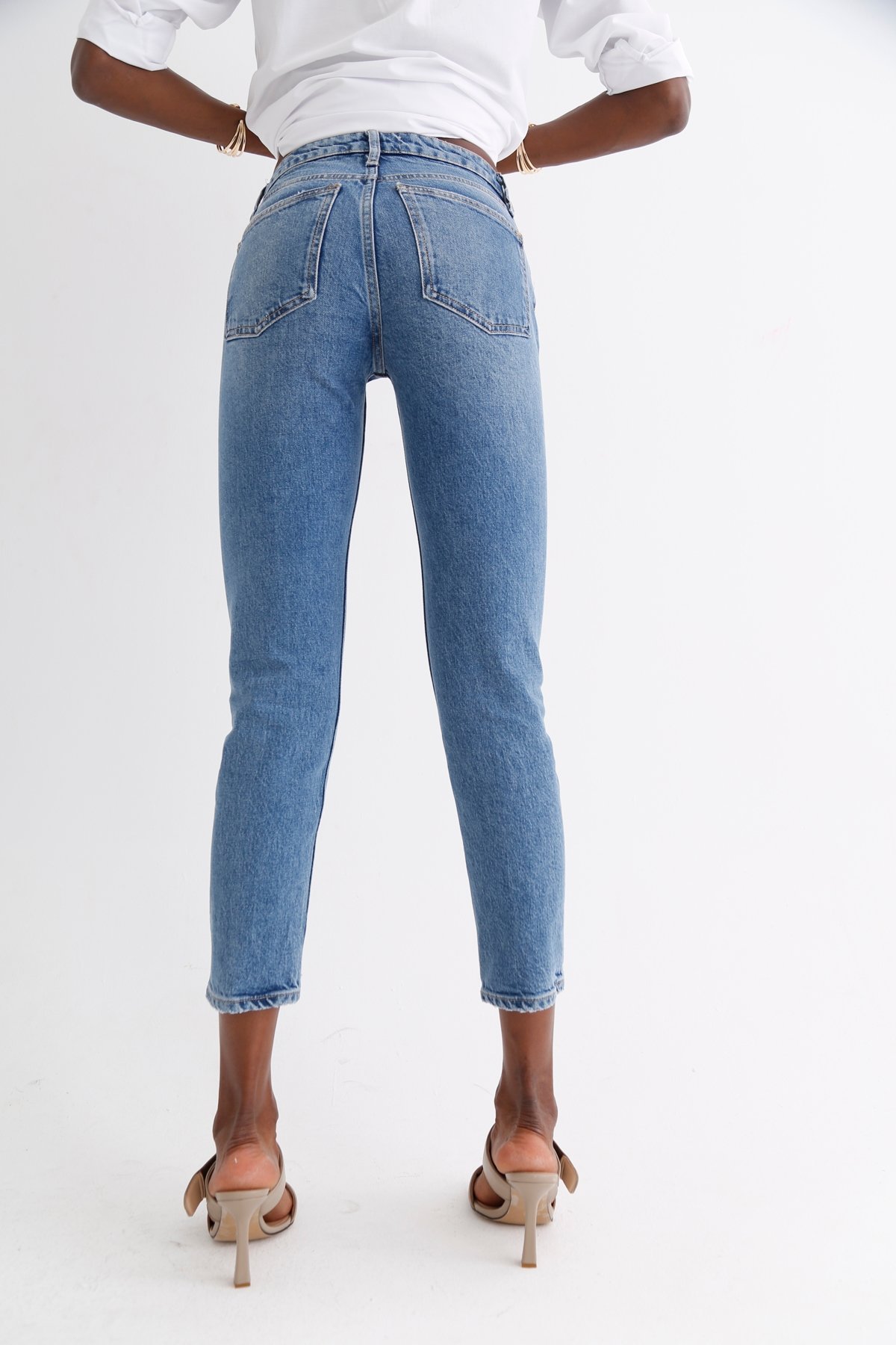 Mavi Yüksek Bel Boyfriend Jean 