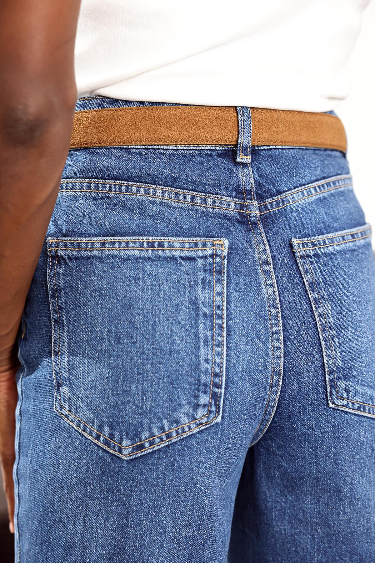 Mavi Yüksek Bel Boyfriend Jean 