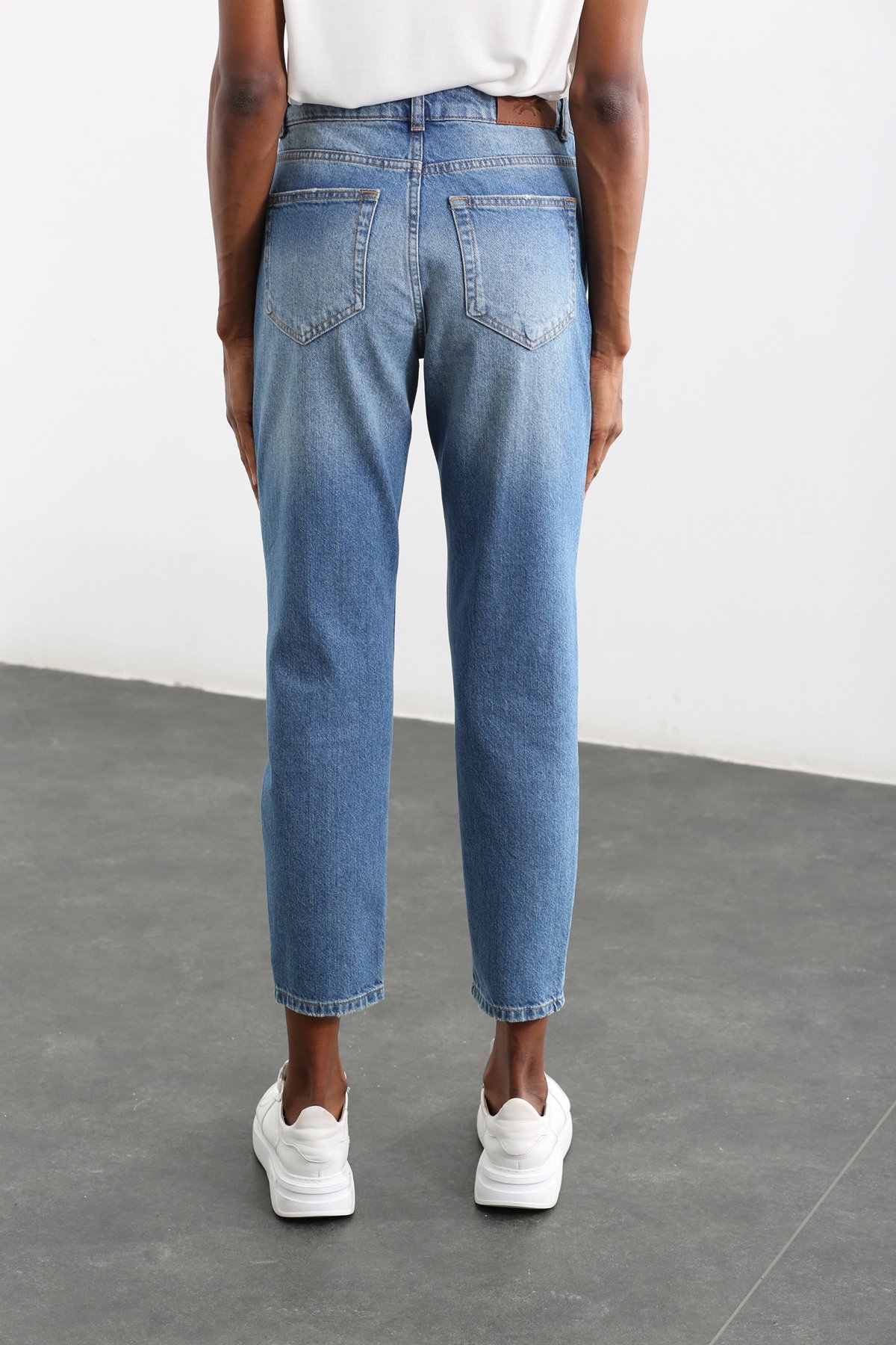 Mavi Yüksek Bel Boyfriend Jean 