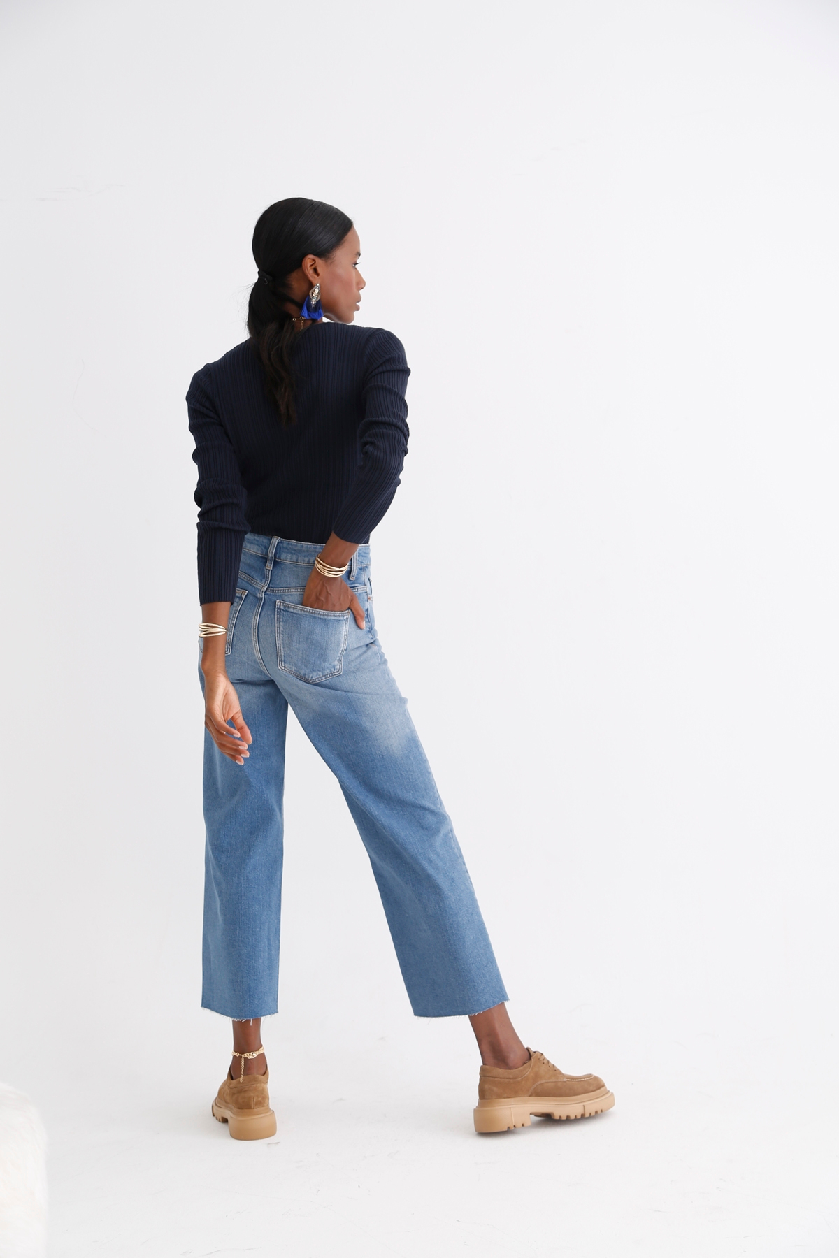 Mavi Yüksek Bel Culotte Jean 