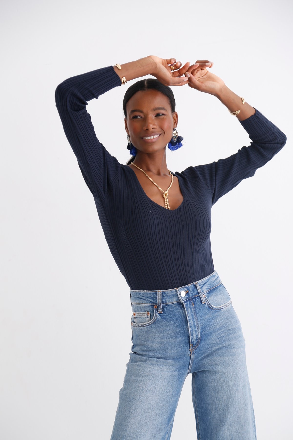 Mavi Yüksek Bel Culotte Jean 