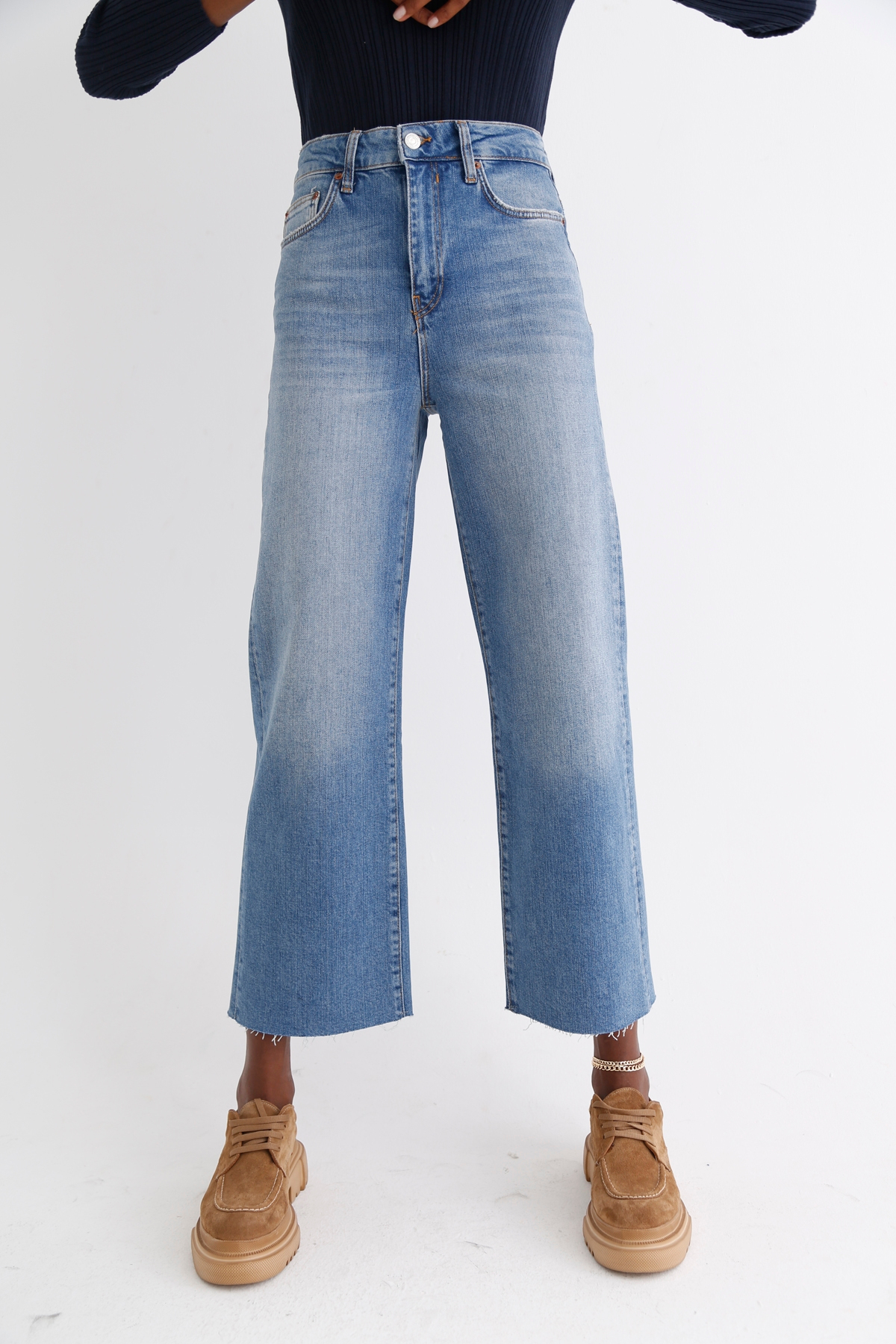 Mavi Yüksek Bel Culotte Jean 