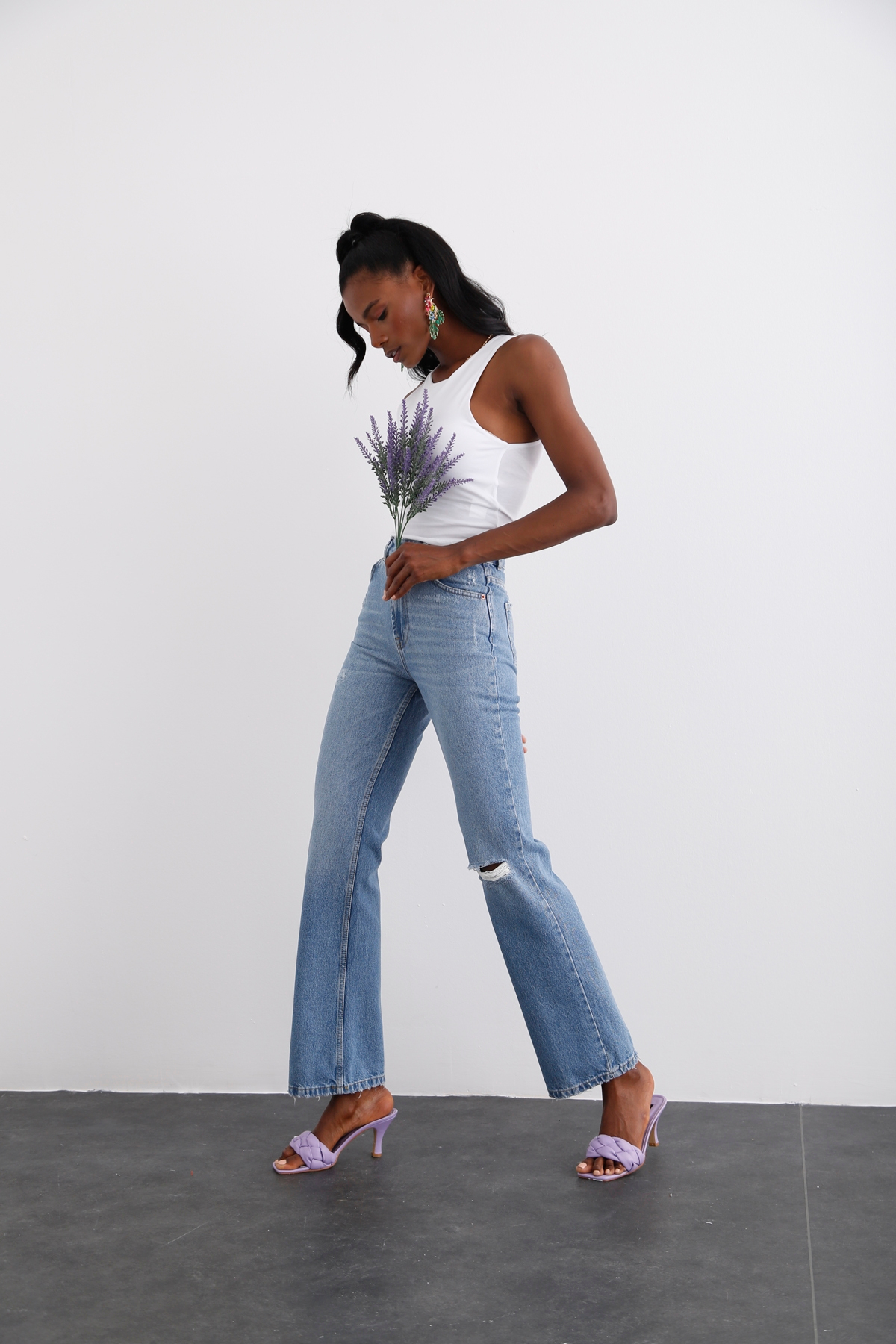 Mavi Yüksek Bel Flare Fit Jean 21396