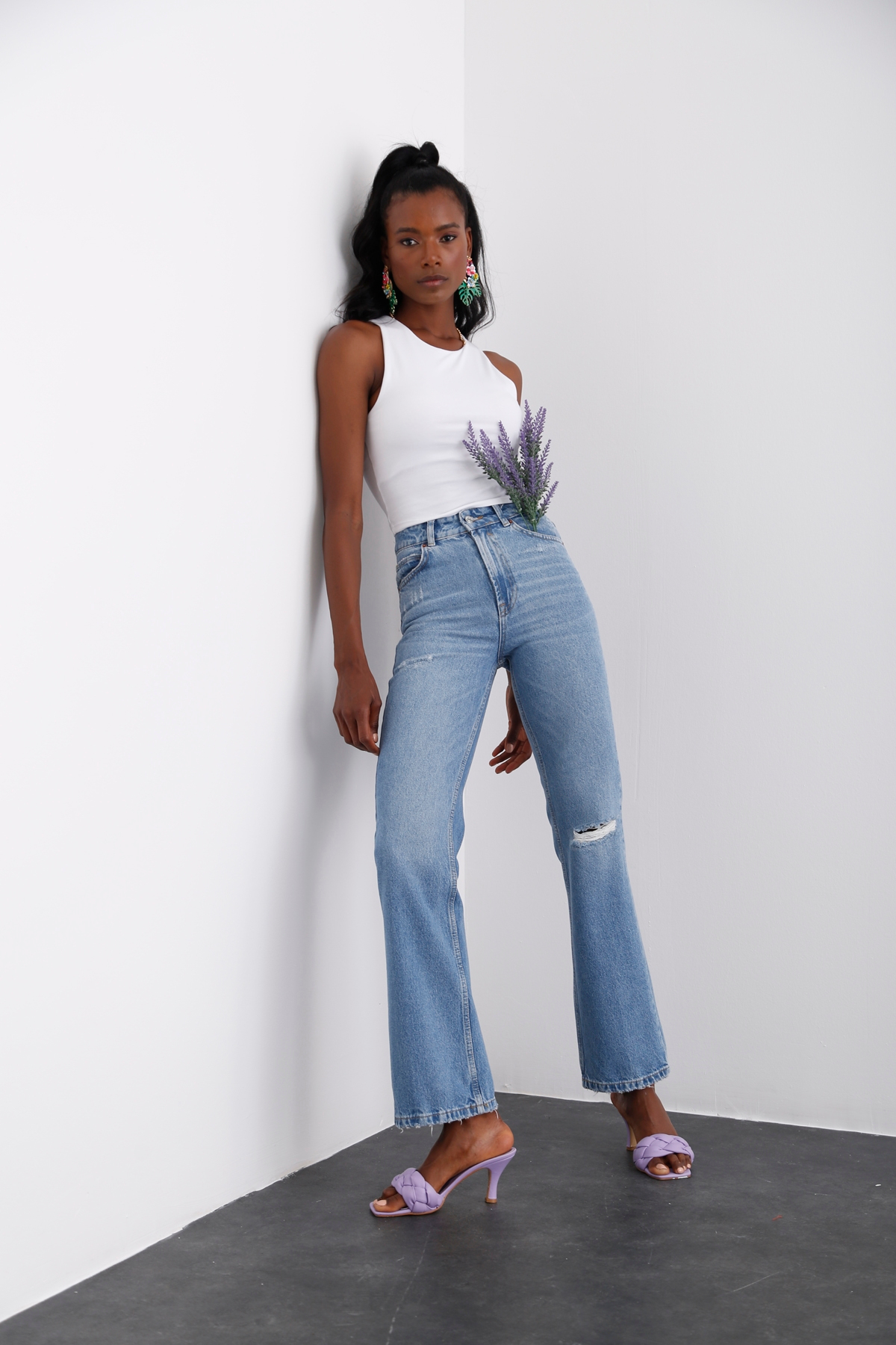 Mavi Yüksek Bel Flare Fit Jean 21396