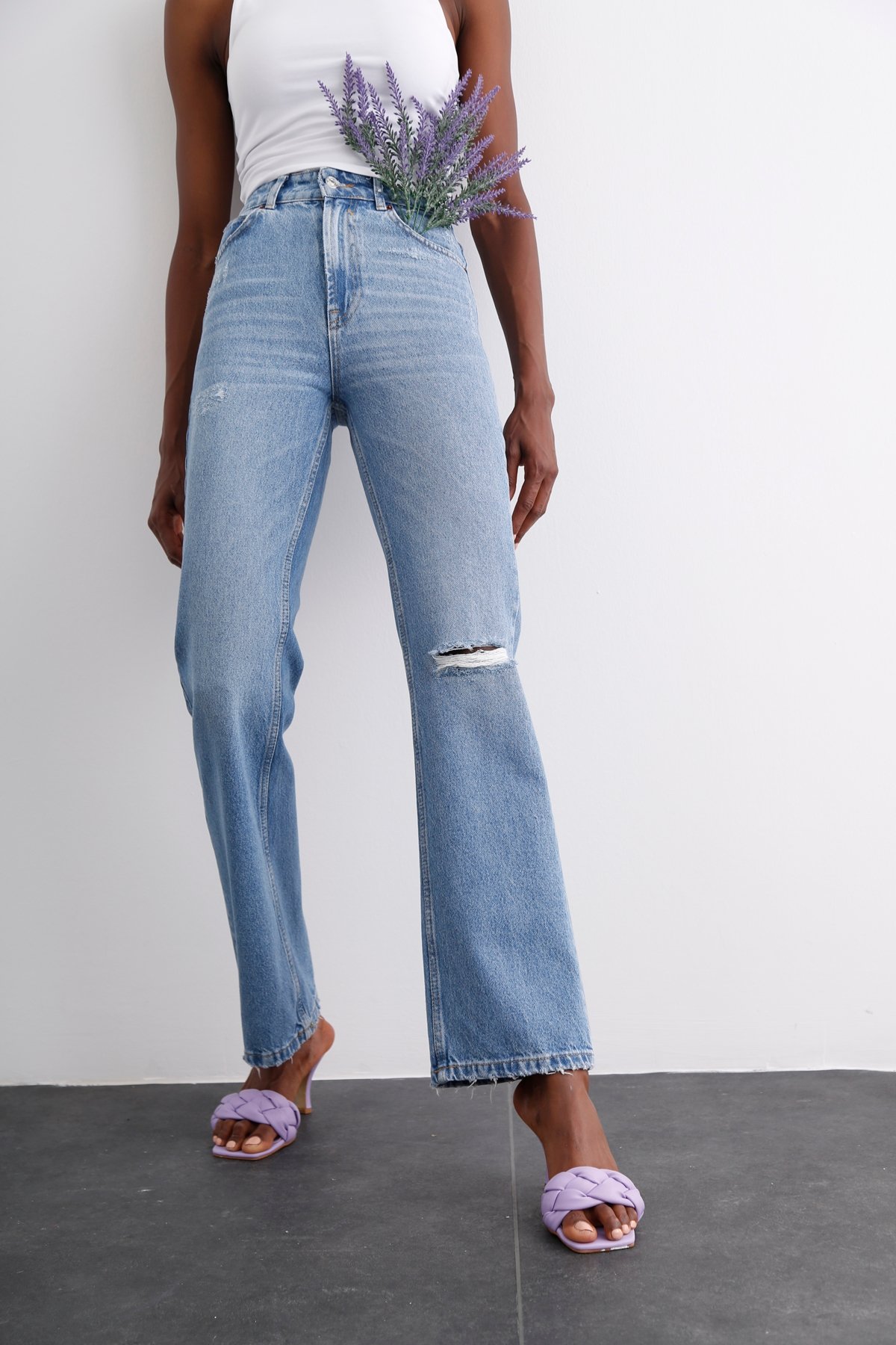Mavi Yüksek Bel Flare Fit Jean 21396
