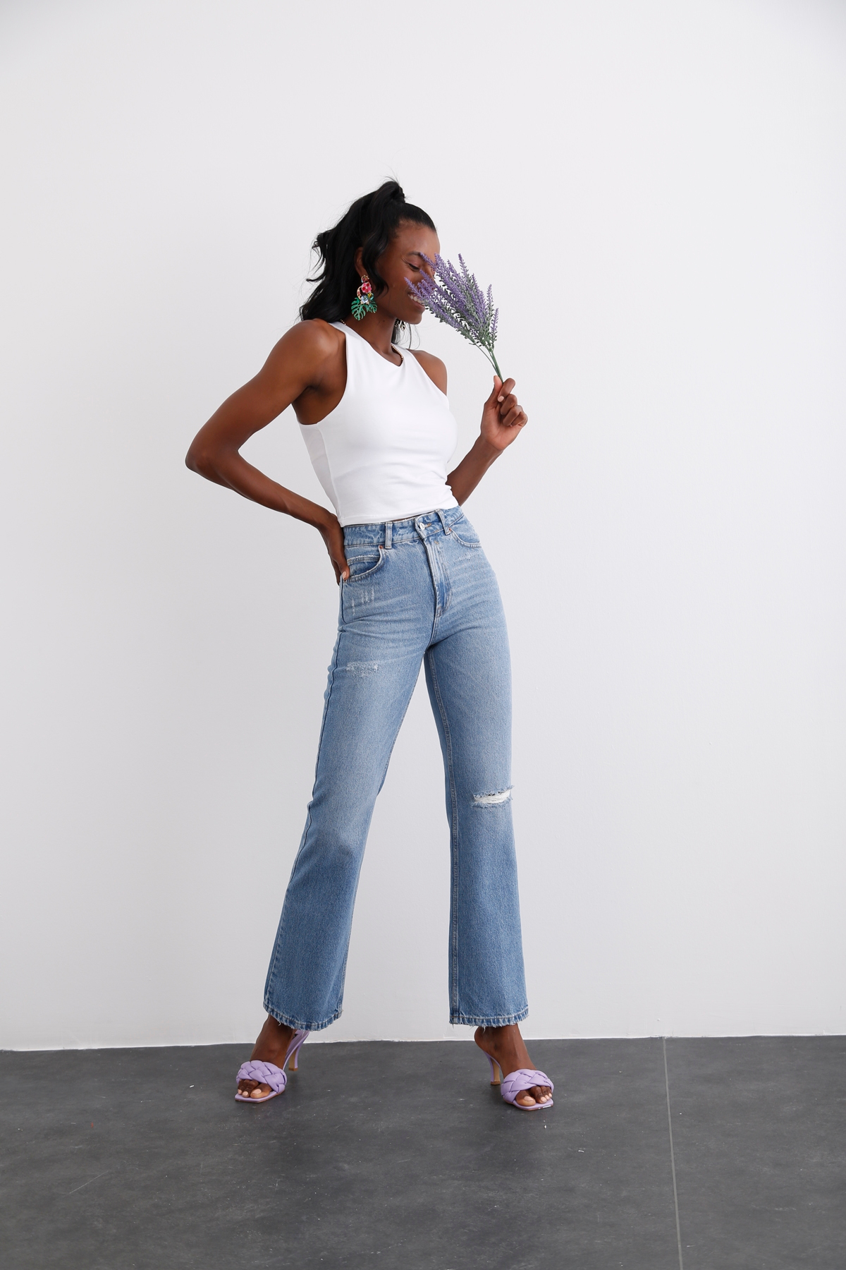 Mavi Yüksek Bel Flare Fit Jean 21396