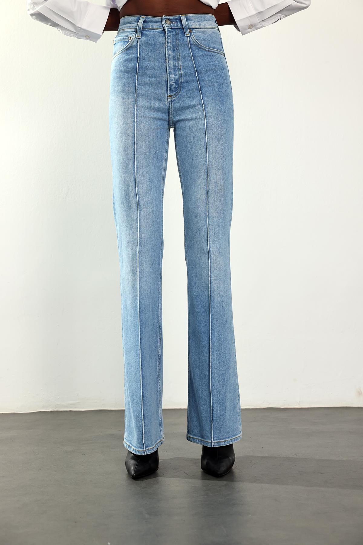 Mavi Yüksek Bel Flare Jean 