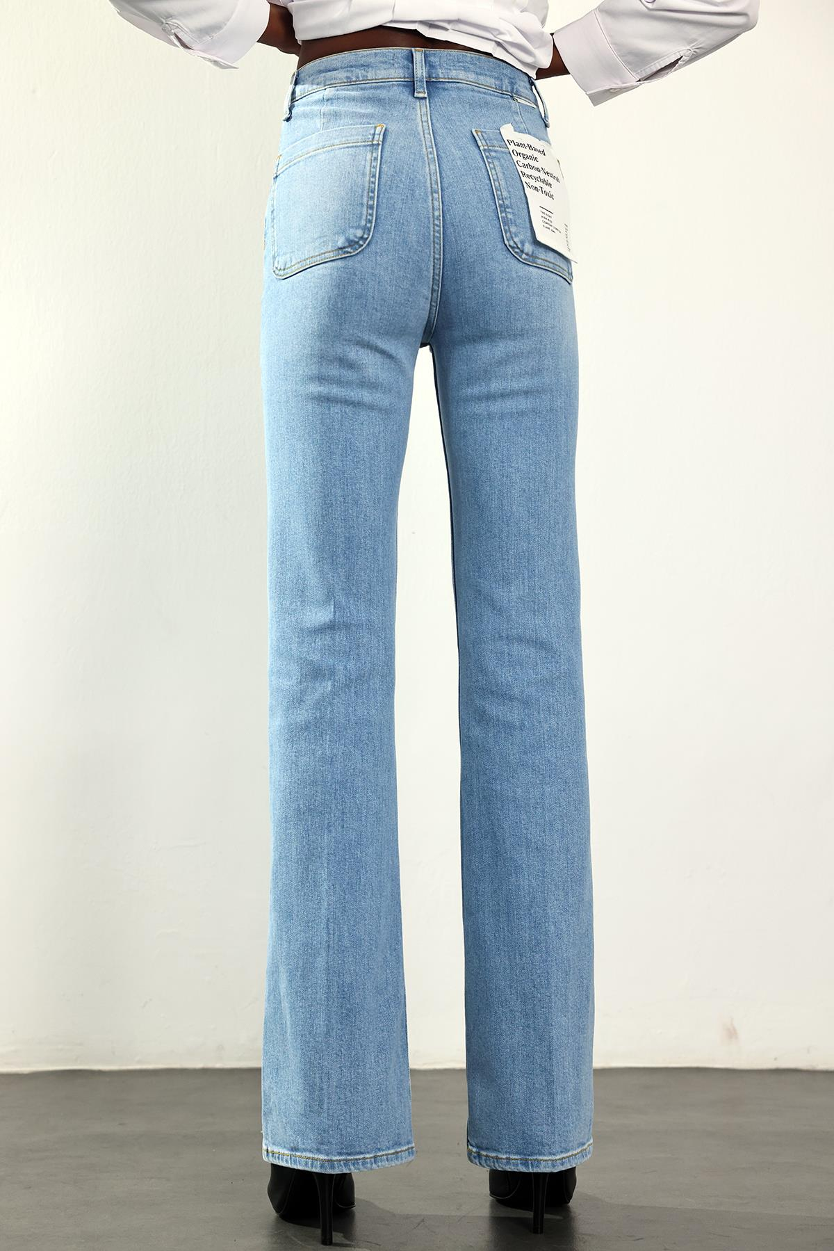 Mavi Yüksek Bel Flare Jean 