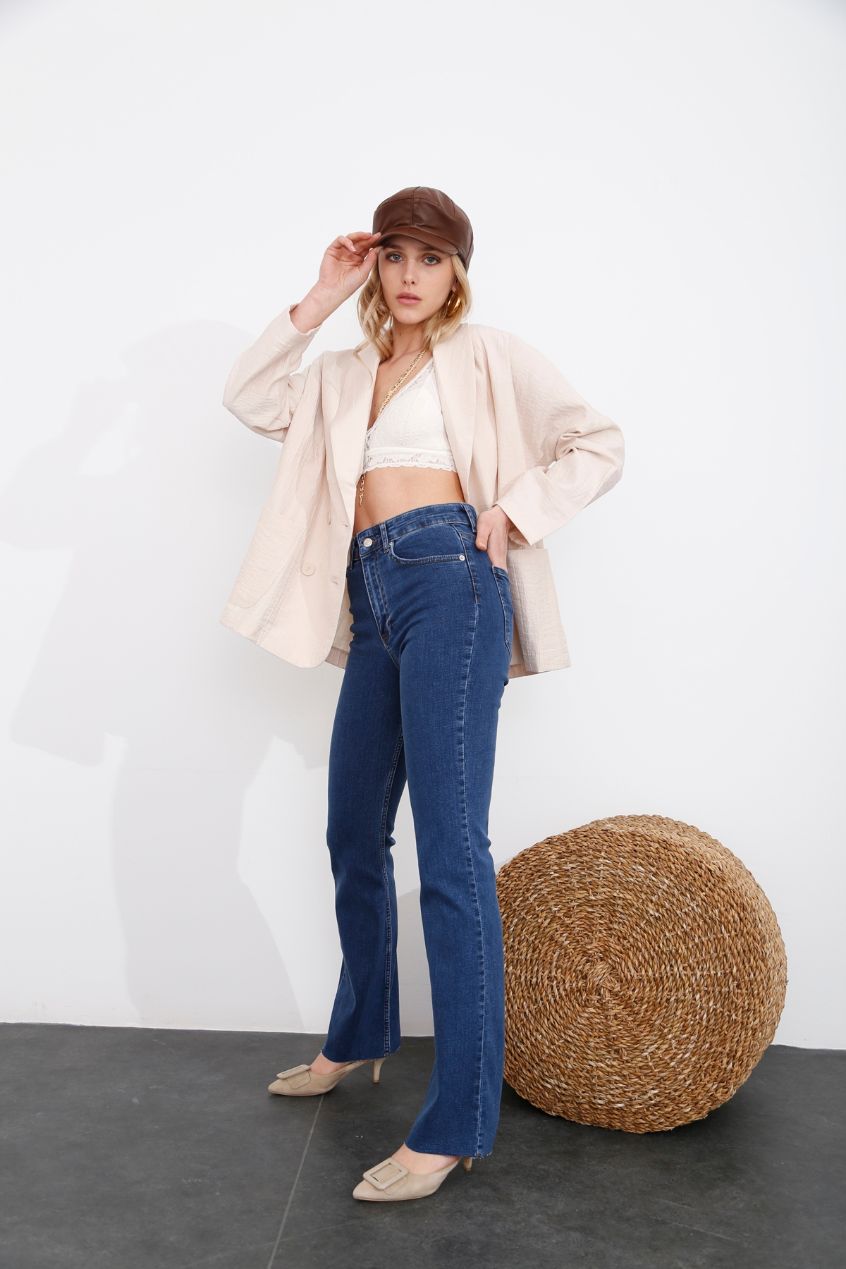 Mavi Yüksek Bel Flare Jean 0066