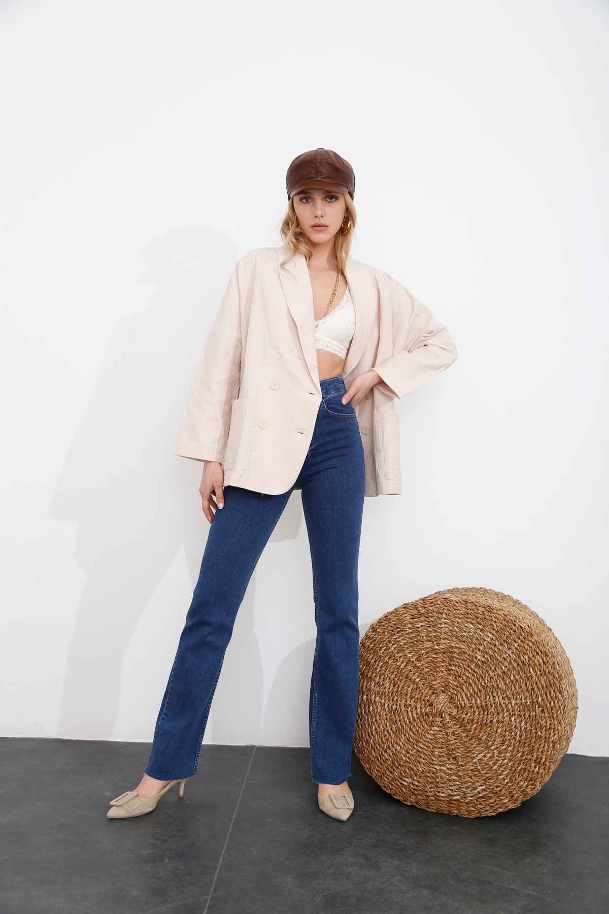 Mavi Yüksek Bel Flare Jean 0066
