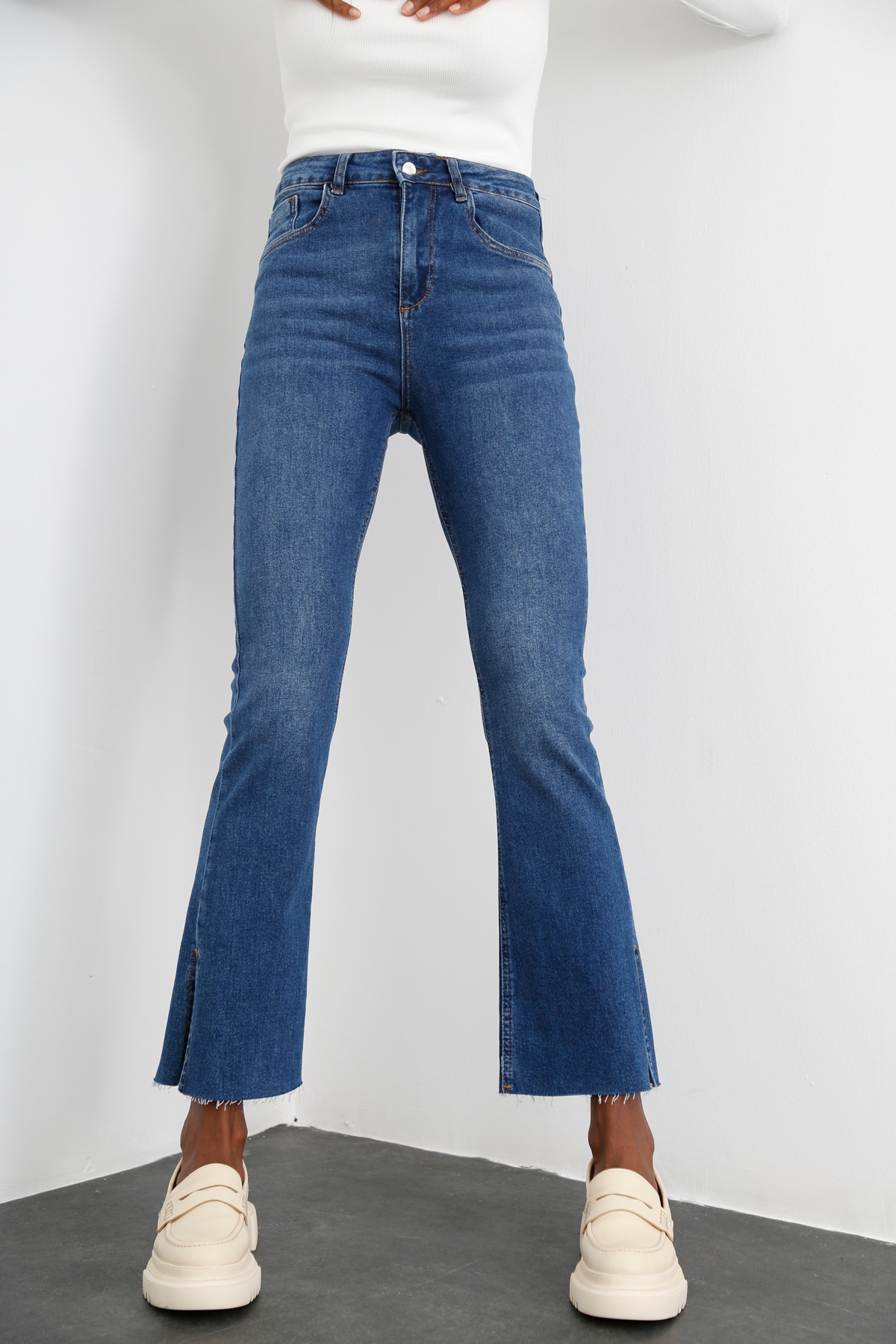 Mavi Yüksek Bel Flare Jean 21303
