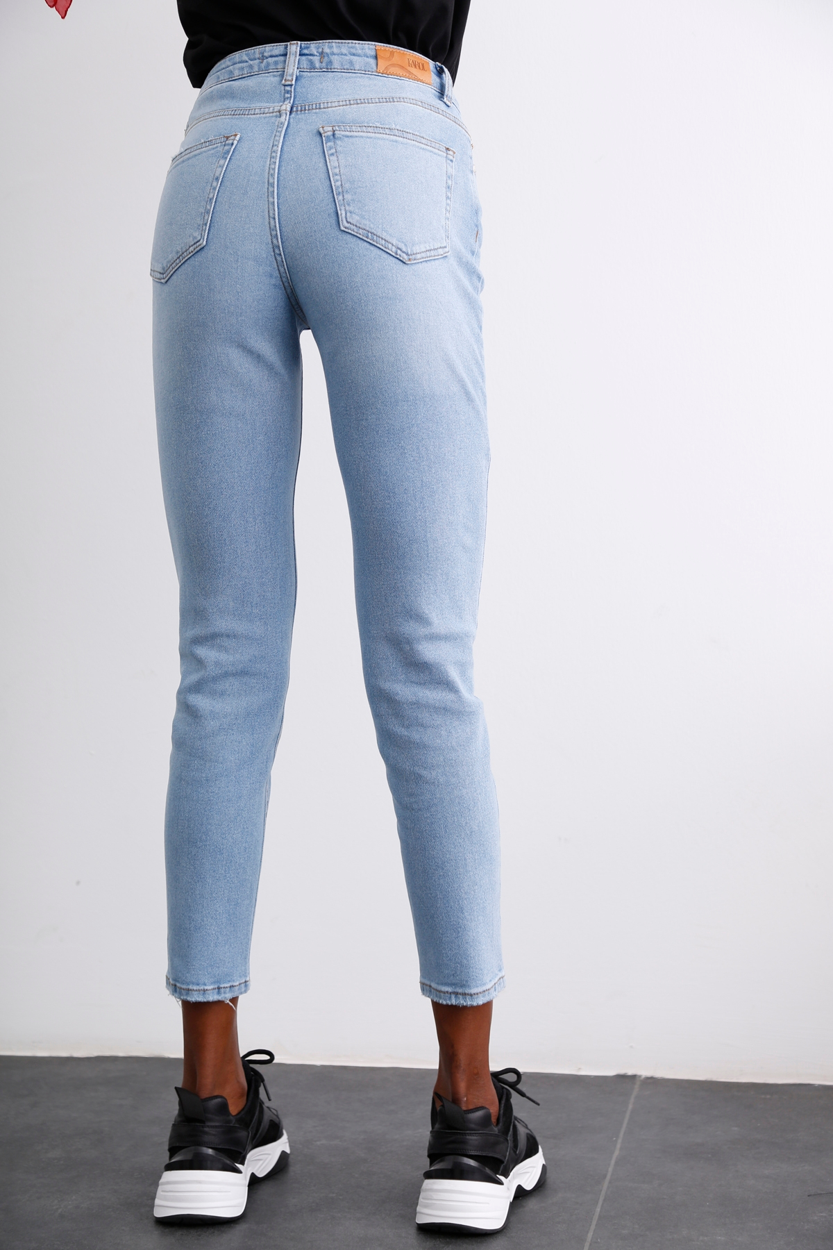 Mavi Yüksek Bel Likralı Jean D-275