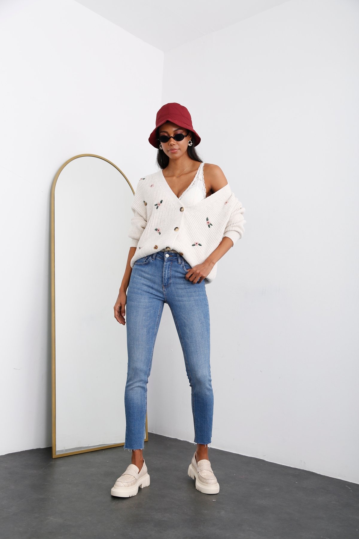 Mavi Yüksek Bel Likralı Skinny Jean 