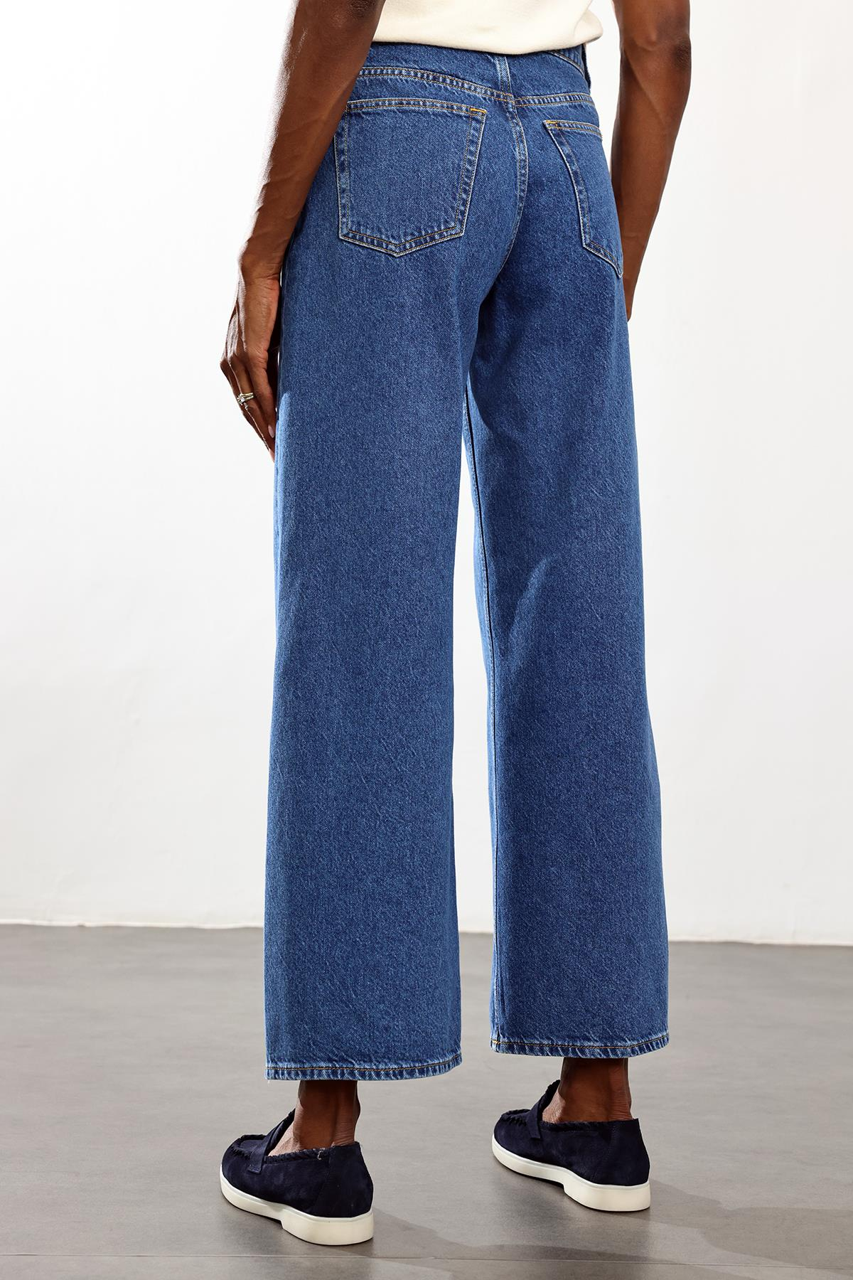 Mavi Yüksek Bel Lyocell Wide Leg Jean 