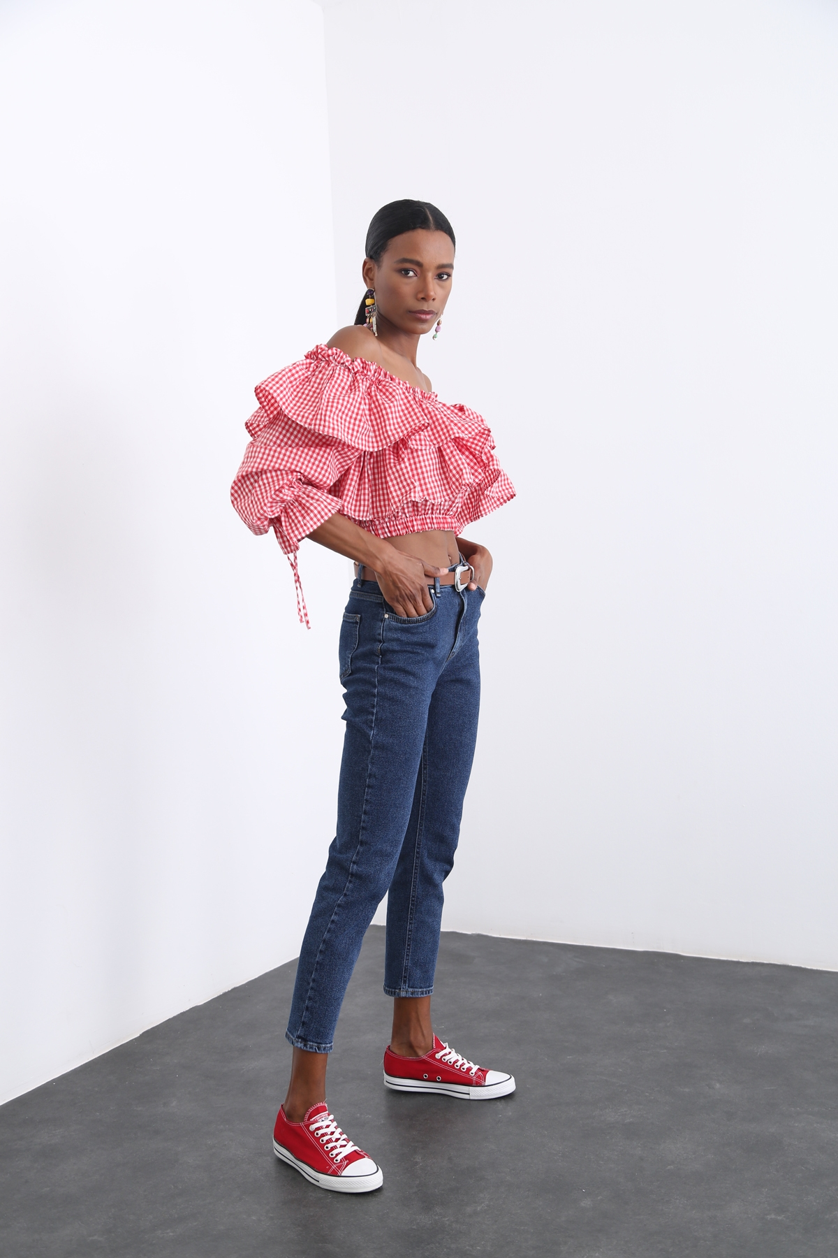 Mavi Yüksek Bel Mom Fit Jean D-151